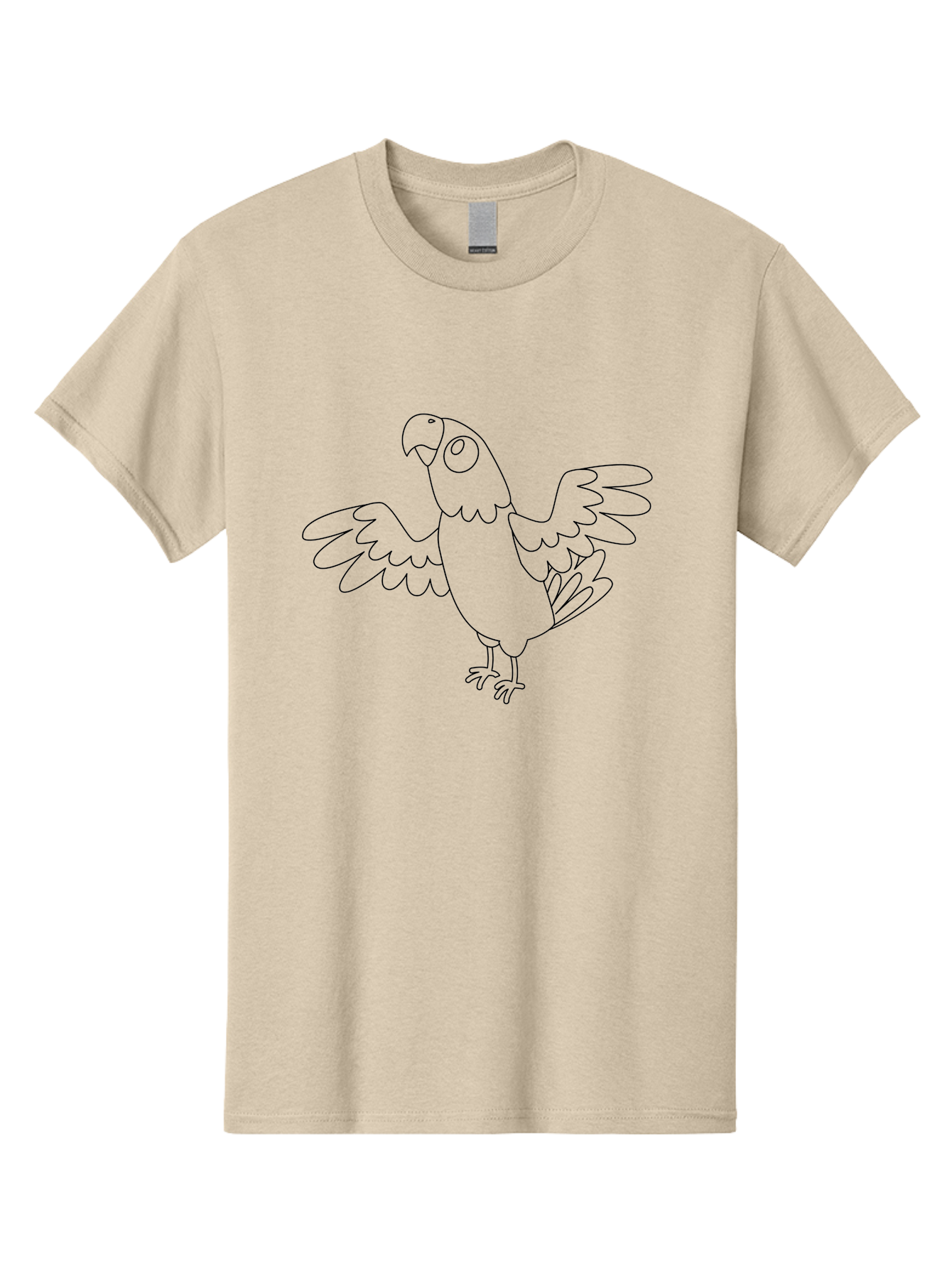 Parrot-11 Men'S Graphic Tee, 100% Cotton, Comfortable Casual Summer Wear, Machine Washable, Parrot With Spread Wings, Bird Outline, Cartoon Parrot, Simple Illustration, Minimalist Design, Wildlife Illustration Aab849