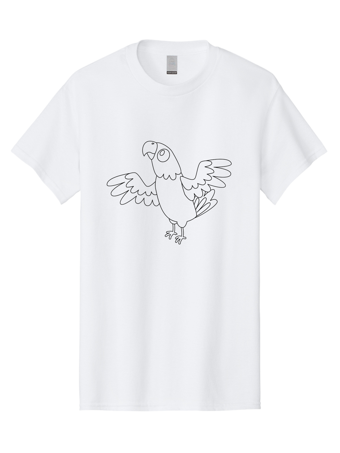 Parrot-11 Men'S Graphic Tee, 100% Cotton, Comfortable Casual Summer Wear, Machine Washable, Parrot With Spread Wings, Bird Outline, Cartoon Parrot, Simple Illustration, Minimalist Design, Wildlife Illustration Aab849