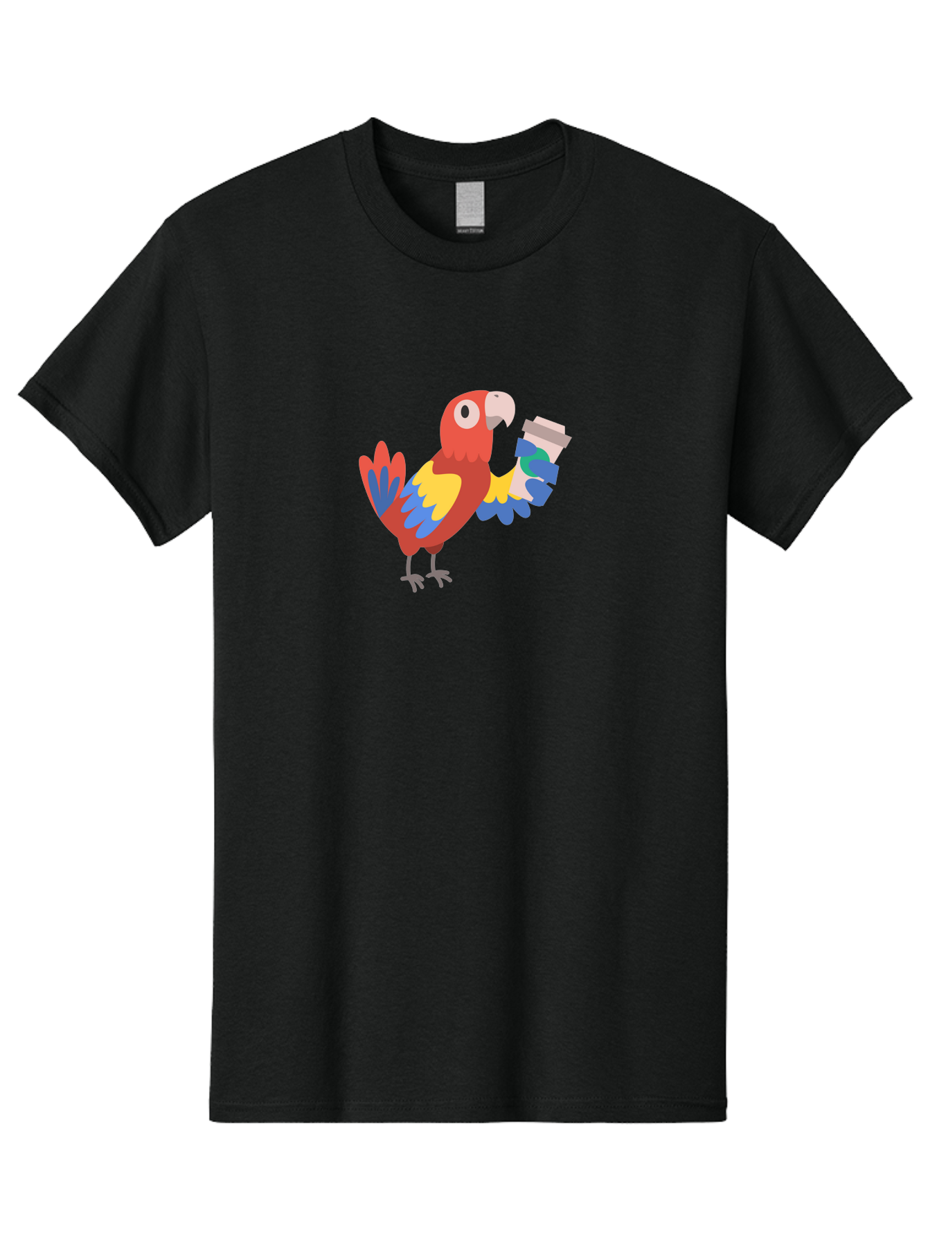 Parrot-2 Men'S Graphic Tee, 100% Cotton, Comfortable Casual Summer Wear, Machine Washable, Colorful Parrot, Cartoon Bird, Coffee Cup, Vibrant Feathers, Playful Illustration, Tropical Bird, Coffee Love, Exotic Pet Aab850