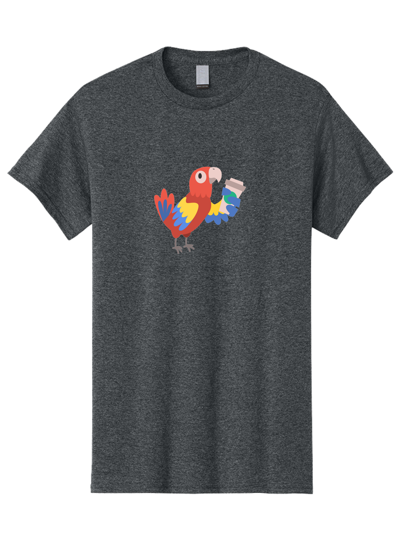 Parrot-2 Men'S Graphic Tee, 100% Cotton, Comfortable Casual Summer Wear, Machine Washable, Colorful Parrot, Cartoon Bird, Coffee Cup, Vibrant Feathers, Playful Illustration, Tropical Bird, Coffee Love, Exotic Pet Aab850