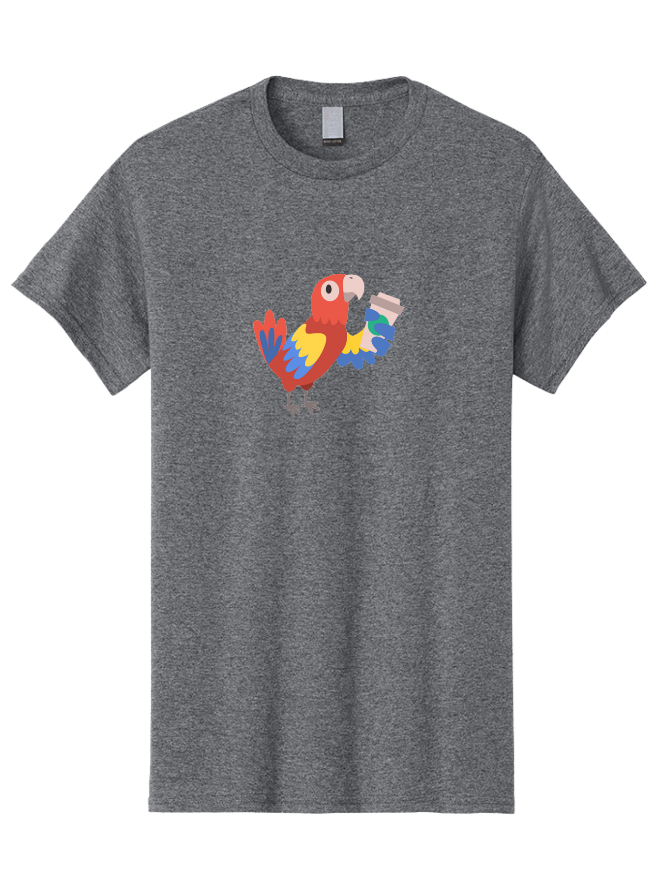 Parrot-2 Men'S Graphic Tee, 100% Cotton, Comfortable Casual Summer Wear, Machine Washable, Colorful Parrot, Cartoon Bird, Coffee Cup, Vibrant Feathers, Playful Illustration, Tropical Bird, Coffee Love, Exotic Pet Aab850