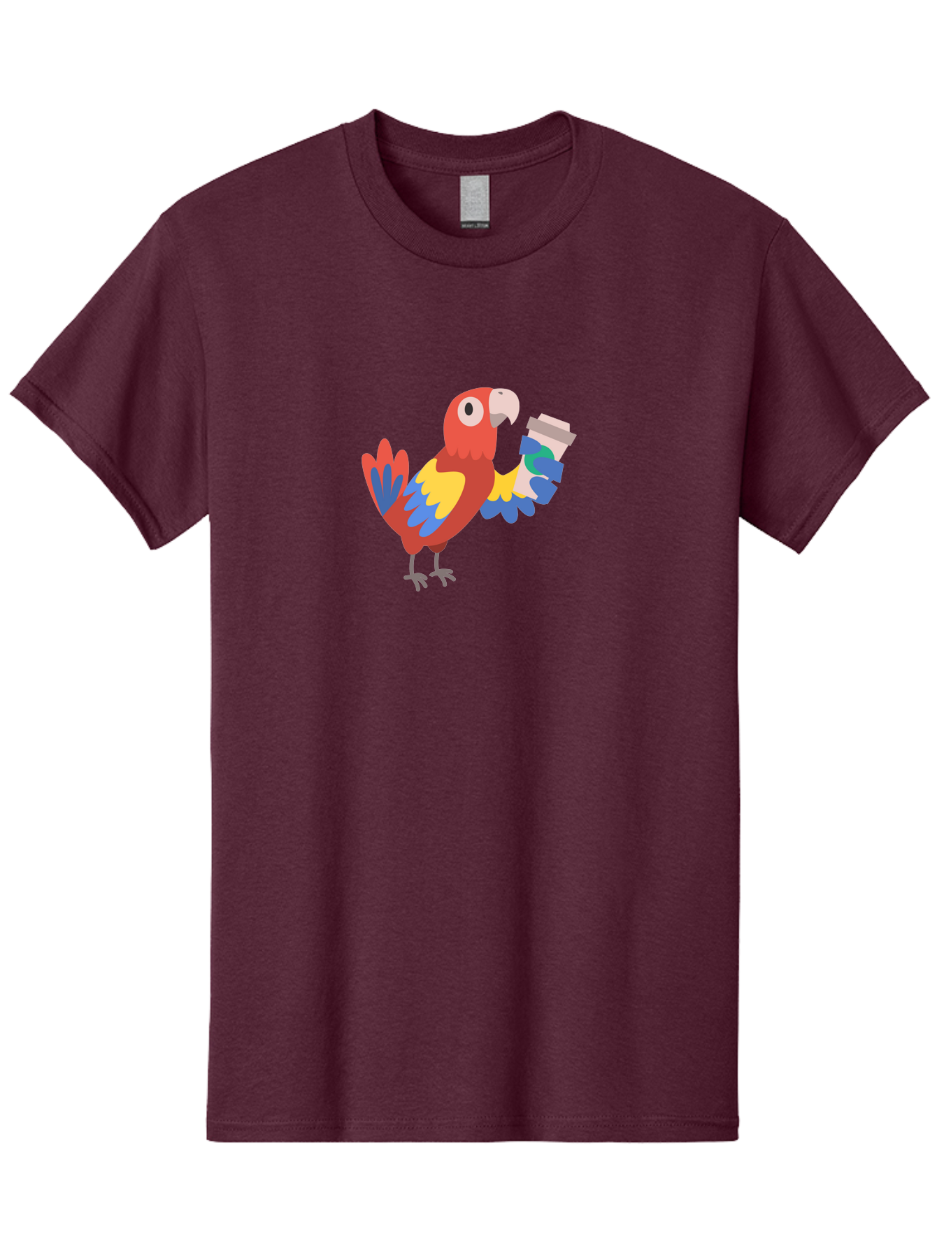 Parrot-2 Men'S Graphic Tee, 100% Cotton, Comfortable Casual Summer Wear, Machine Washable, Colorful Parrot, Cartoon Bird, Coffee Cup, Vibrant Feathers, Playful Illustration, Tropical Bird, Coffee Love, Exotic Pet Aab850