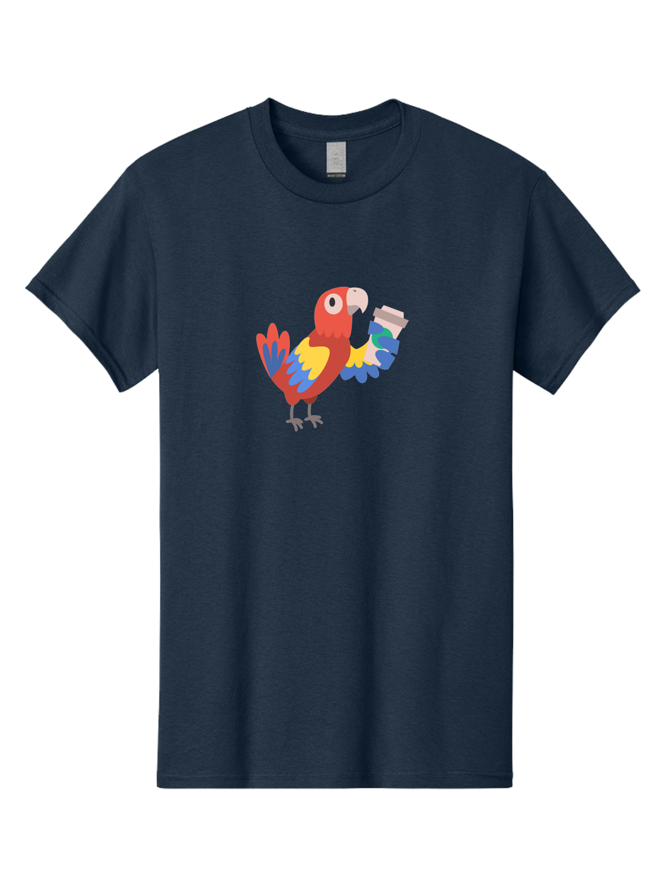 Parrot-2 Men'S Graphic Tee, 100% Cotton, Comfortable Casual Summer Wear, Machine Washable, Colorful Parrot, Cartoon Bird, Coffee Cup, Vibrant Feathers, Playful Illustration, Tropical Bird, Coffee Love, Exotic Pet Aab850