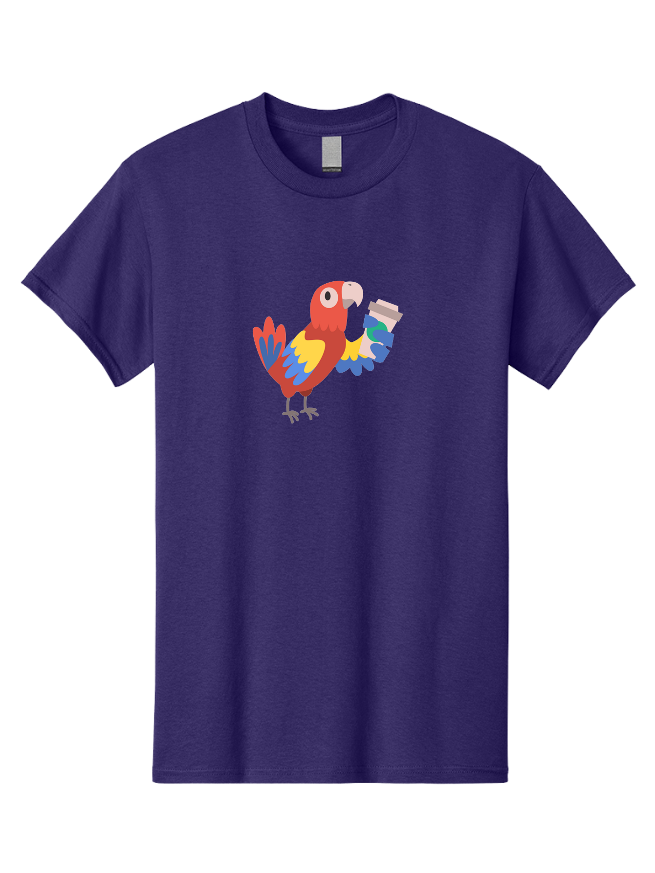 Parrot-2 Men'S Graphic Tee, 100% Cotton, Comfortable Casual Summer Wear, Machine Washable, Colorful Parrot, Cartoon Bird, Coffee Cup, Vibrant Feathers, Playful Illustration, Tropical Bird, Coffee Love, Exotic Pet Aab850