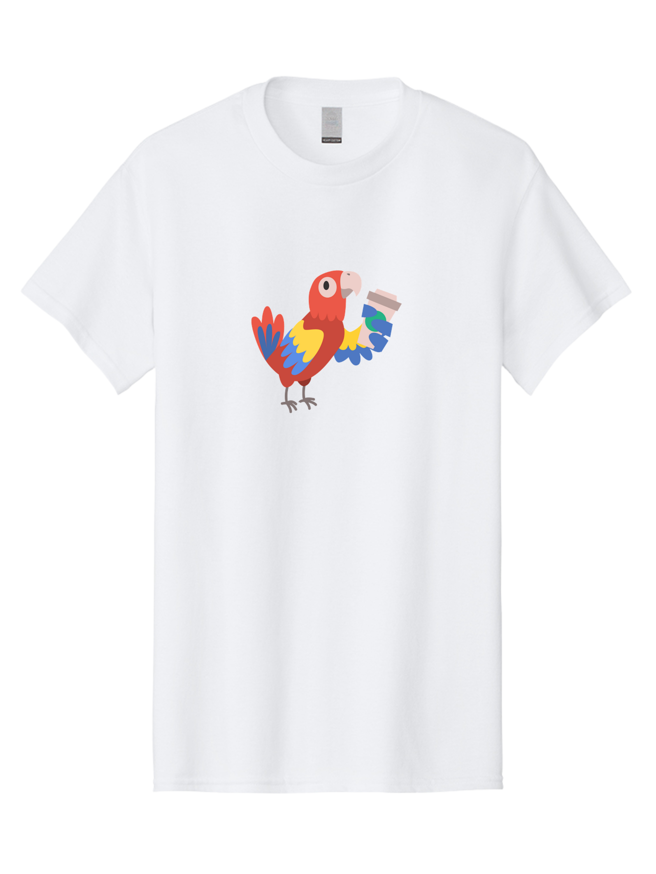 Parrot-2 Men'S Graphic Tee, 100% Cotton, Comfortable Casual Summer Wear, Machine Washable, Colorful Parrot, Cartoon Bird, Coffee Cup, Vibrant Feathers, Playful Illustration, Tropical Bird, Coffee Love, Exotic Pet Aab850