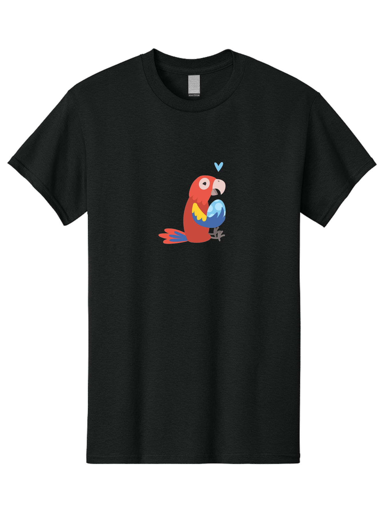 Parrot-3 Men'S Graphic Tee, 100% Cotton, Comfortable Casual Summer Wear, Machine Washable, Colorful Parrot, Red Bird, Blue Wings, Yellow Feathers, Cartoon Character, Heart Above Head, Vibrant Colors, Cute Animal, Tropical Bird, Parrot Love Aab851