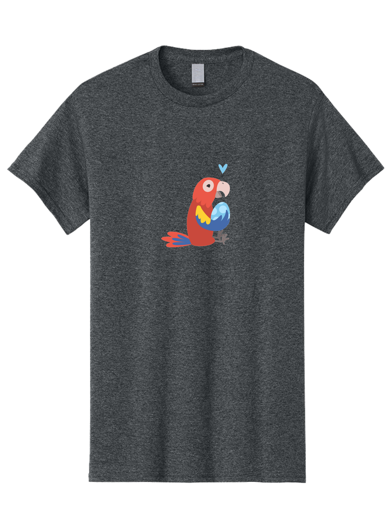 Parrot-3 Men'S Graphic Tee, 100% Cotton, Comfortable Casual Summer Wear, Machine Washable, Colorful Parrot, Red Bird, Blue Wings, Yellow Feathers, Cartoon Character, Heart Above Head, Vibrant Colors, Cute Animal, Tropical Bird, Parrot Love Aab851