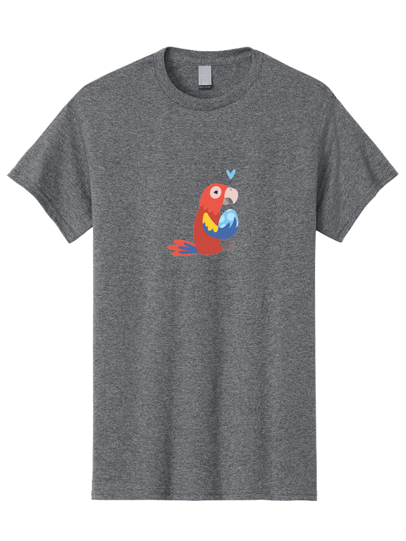 Parrot-3 Men'S Graphic Tee, 100% Cotton, Comfortable Casual Summer Wear, Machine Washable, Colorful Parrot, Red Bird, Blue Wings, Yellow Feathers, Cartoon Character, Heart Above Head, Vibrant Colors, Cute Animal, Tropical Bird, Parrot Love Aab851