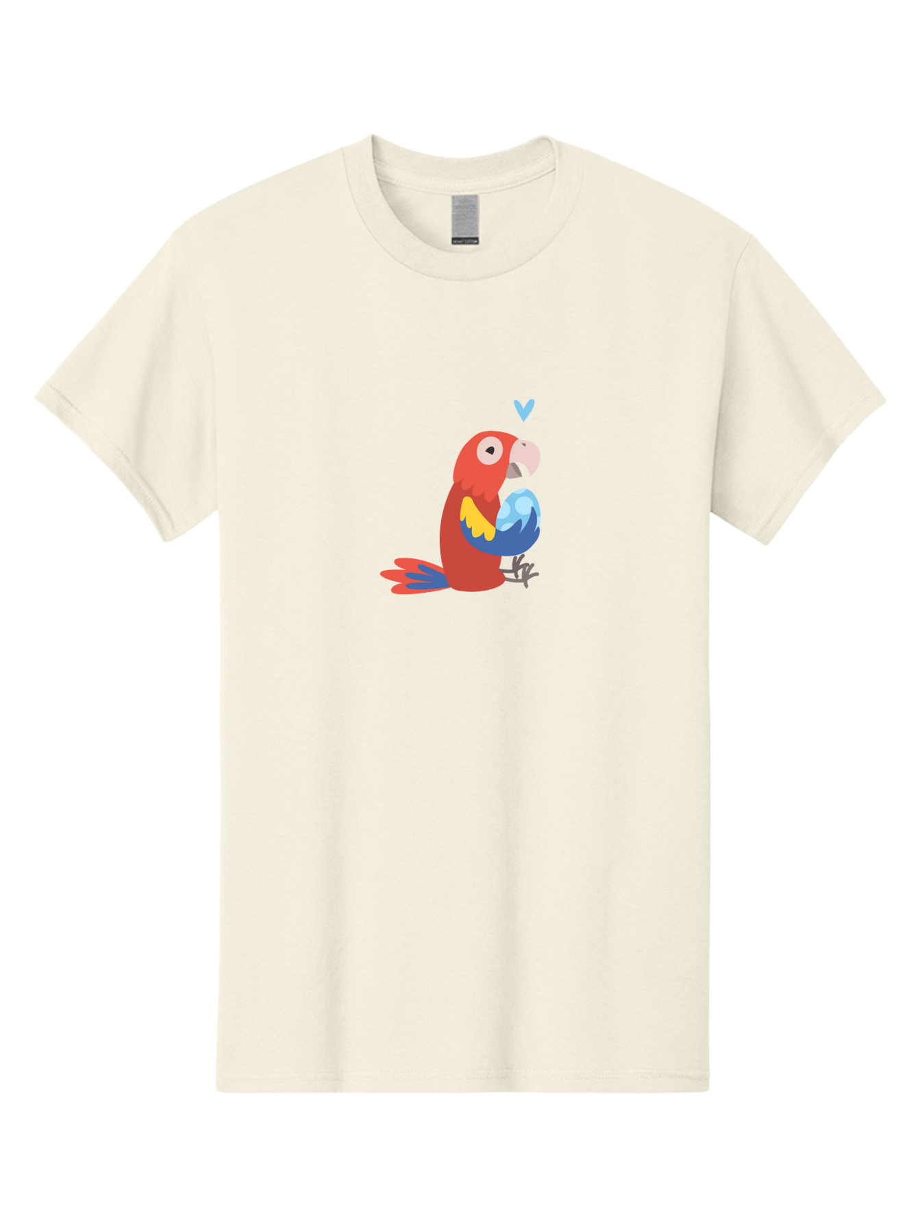 Parrot-3 Men'S Graphic Tee, 100% Cotton, Comfortable Casual Summer Wear, Machine Washable, Colorful Parrot, Red Bird, Blue Wings, Yellow Feathers, Cartoon Character, Heart Above Head, Vibrant Colors, Cute Animal, Tropical Bird, Parrot Love Aab851