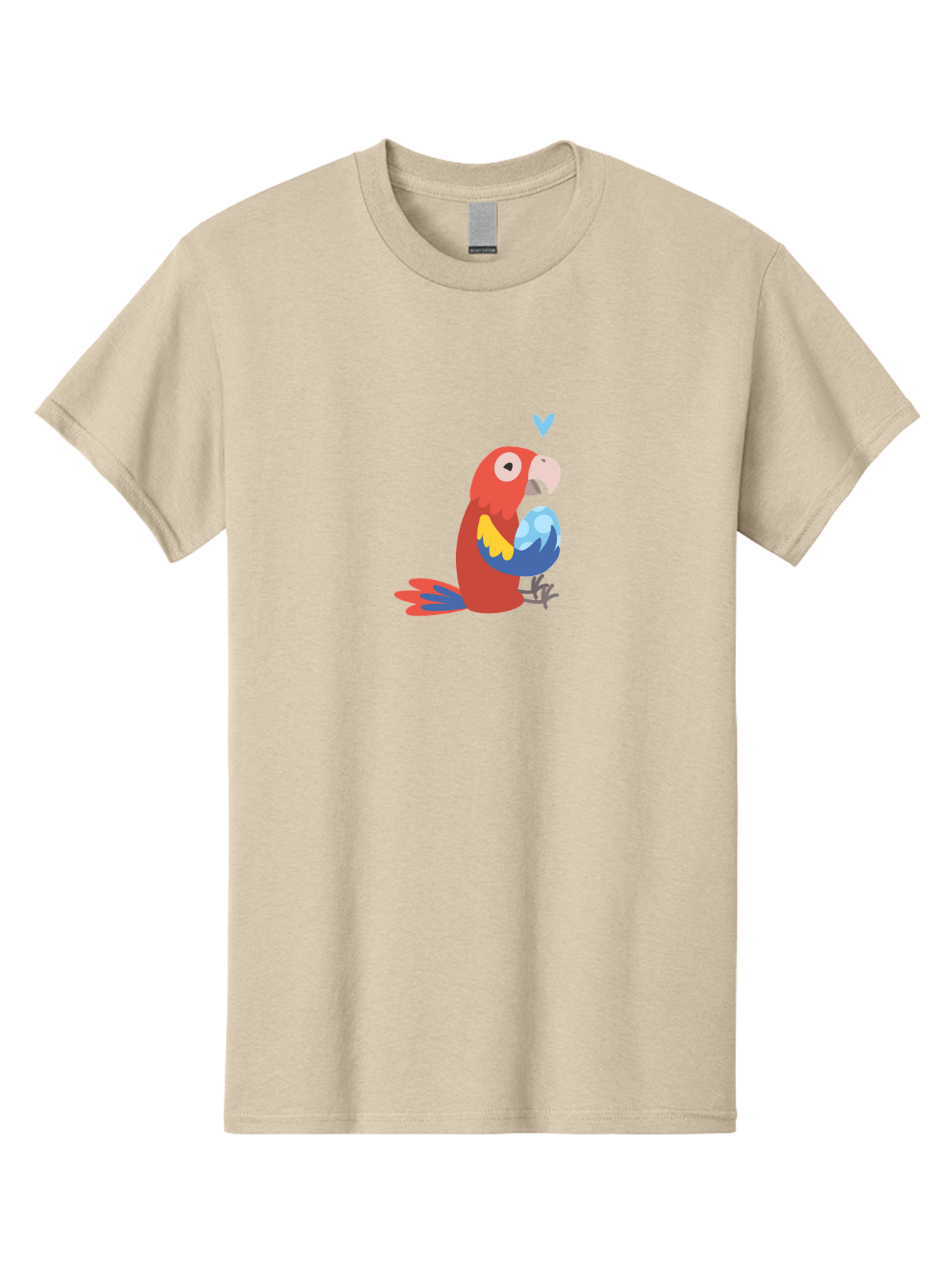 Parrot-3 Men'S Graphic Tee, 100% Cotton, Comfortable Casual Summer Wear, Machine Washable, Colorful Parrot, Red Bird, Blue Wings, Yellow Feathers, Cartoon Character, Heart Above Head, Vibrant Colors, Cute Animal, Tropical Bird, Parrot Love Aab851