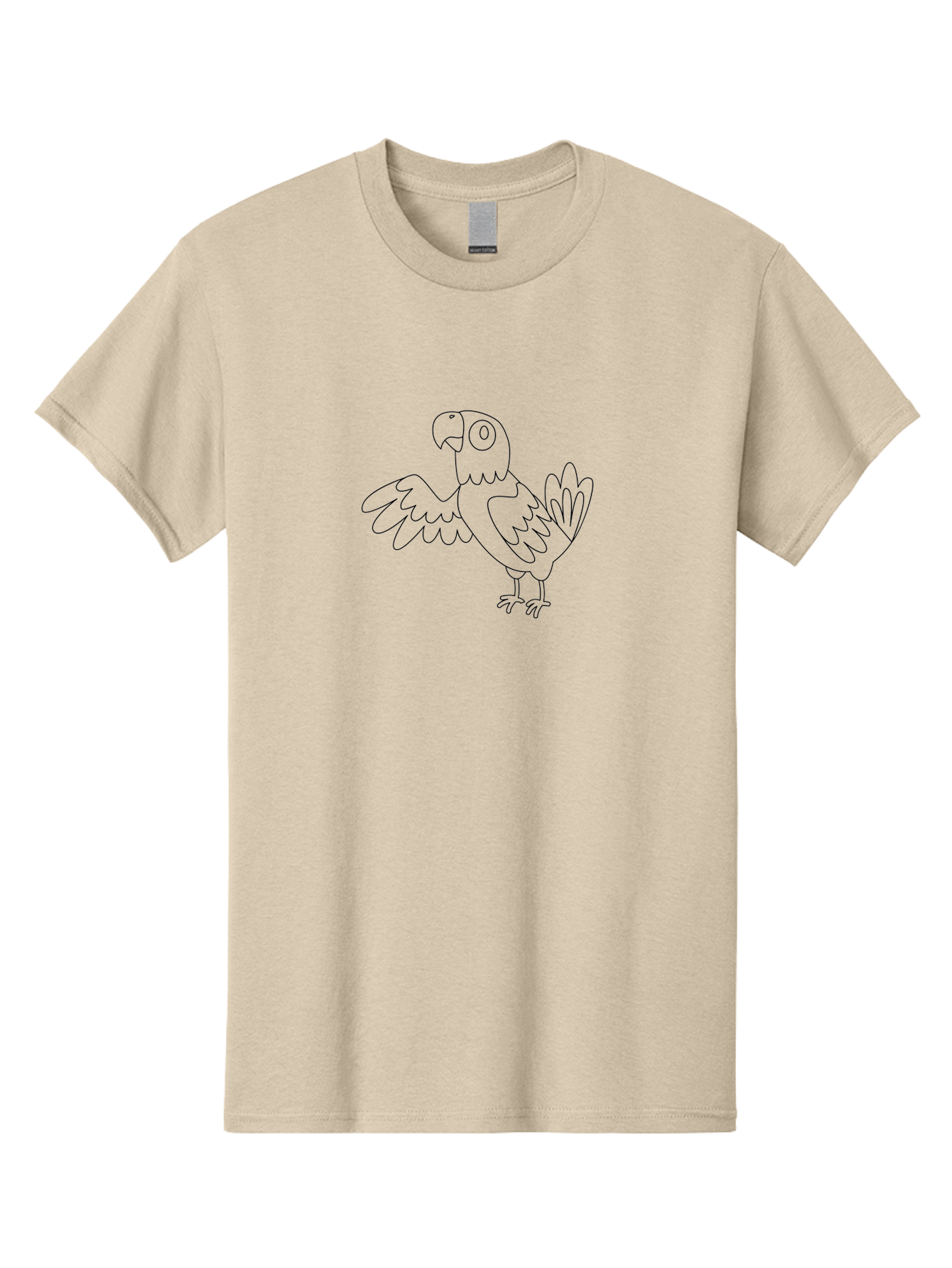 Parrot-4 Men'S Graphic Tee, 100% Cotton, Comfortable Casual Summer Wear, Machine Washable, Line Art Parrot, Simple Illustration, Cartoon Style, Bird Silhouette, Animal Outline, Coloring Page, Minimalist Design, Winged Creature, Aab852