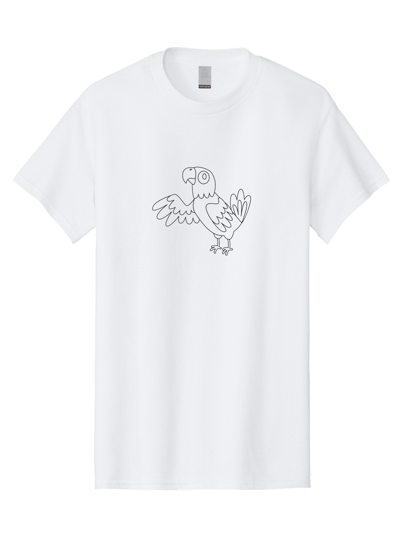 Parrot-4 Men'S Graphic Tee, 100% Cotton, Comfortable Casual Summer Wear, Machine Washable, Line Art Parrot, Simple Illustration, Cartoon Style, Bird Silhouette, Animal Outline, Coloring Page, Minimalist Design, Winged Creature, Aab852