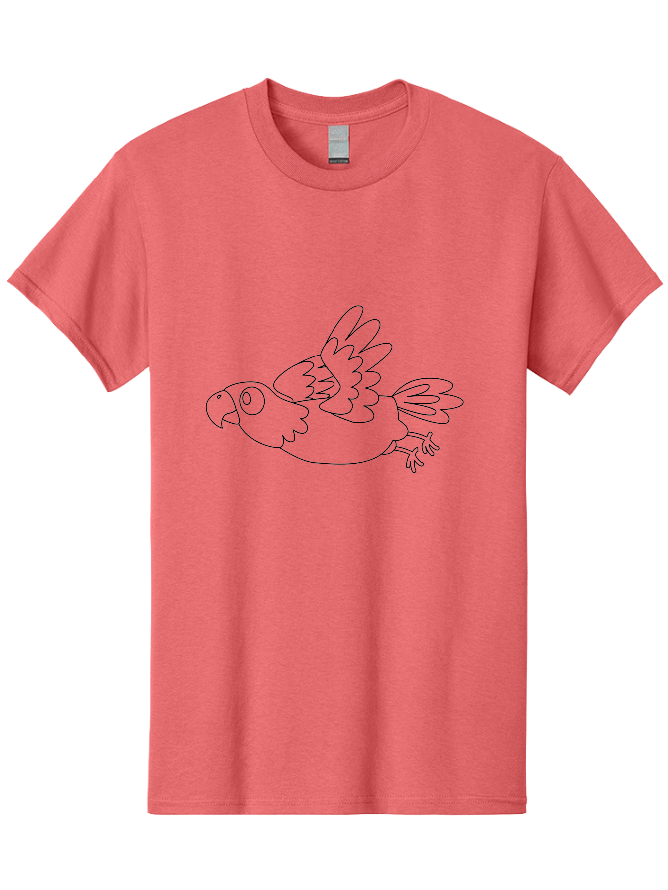Parrot-6 Men'S Graphic Tee, 100% Cotton, Comfortable Casual Summer Wear, Machine Washable, Parrot Illustration, Simple Outline, Flying Bird, Cartoon Style, Minimalist Design, Bird Graphics Aab854