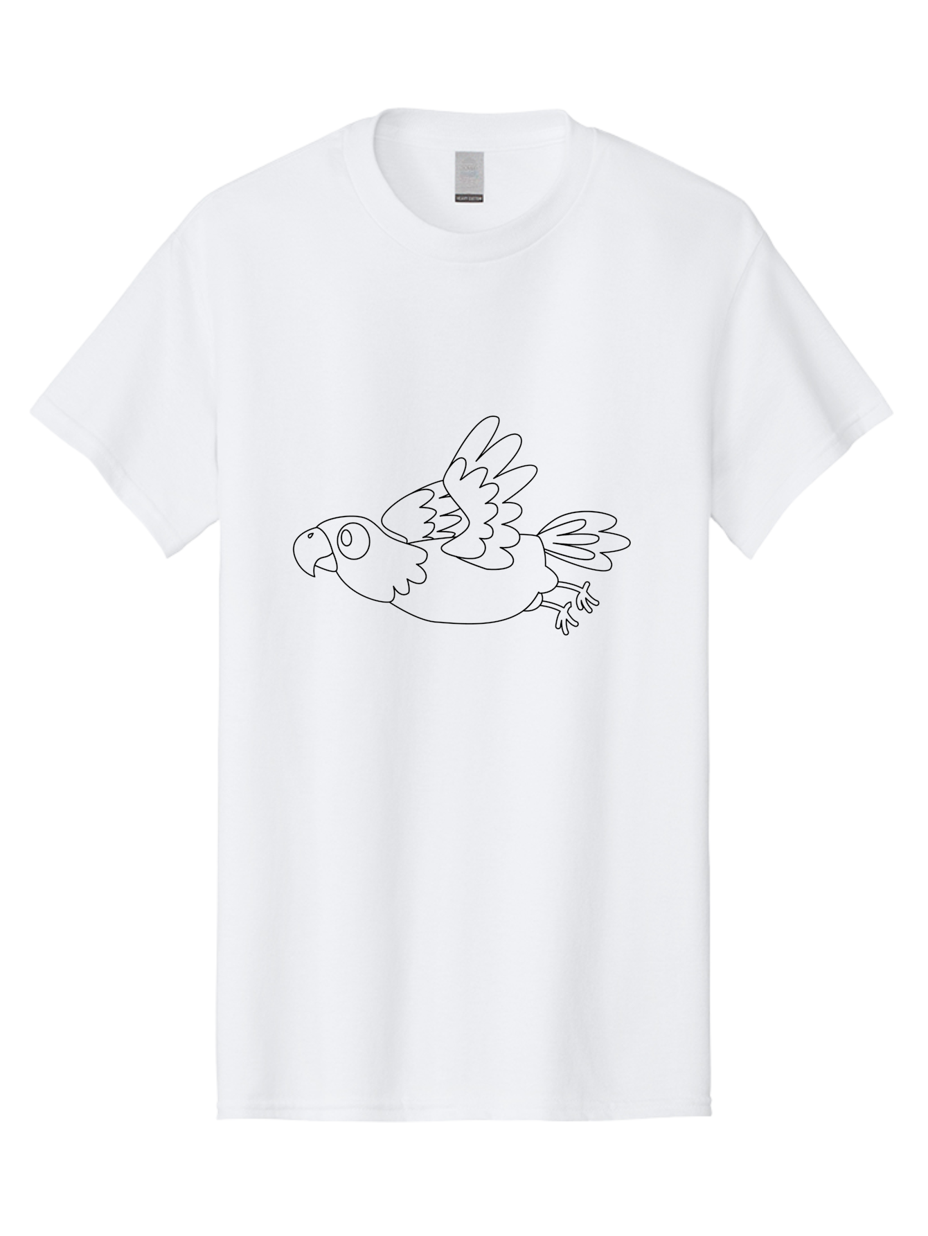 Parrot-6 Men'S Graphic Tee, 100% Cotton, Comfortable Casual Summer Wear, Machine Washable, Parrot Illustration, Simple Outline, Flying Bird, Cartoon Style, Minimalist Design, Bird Graphics Aab854