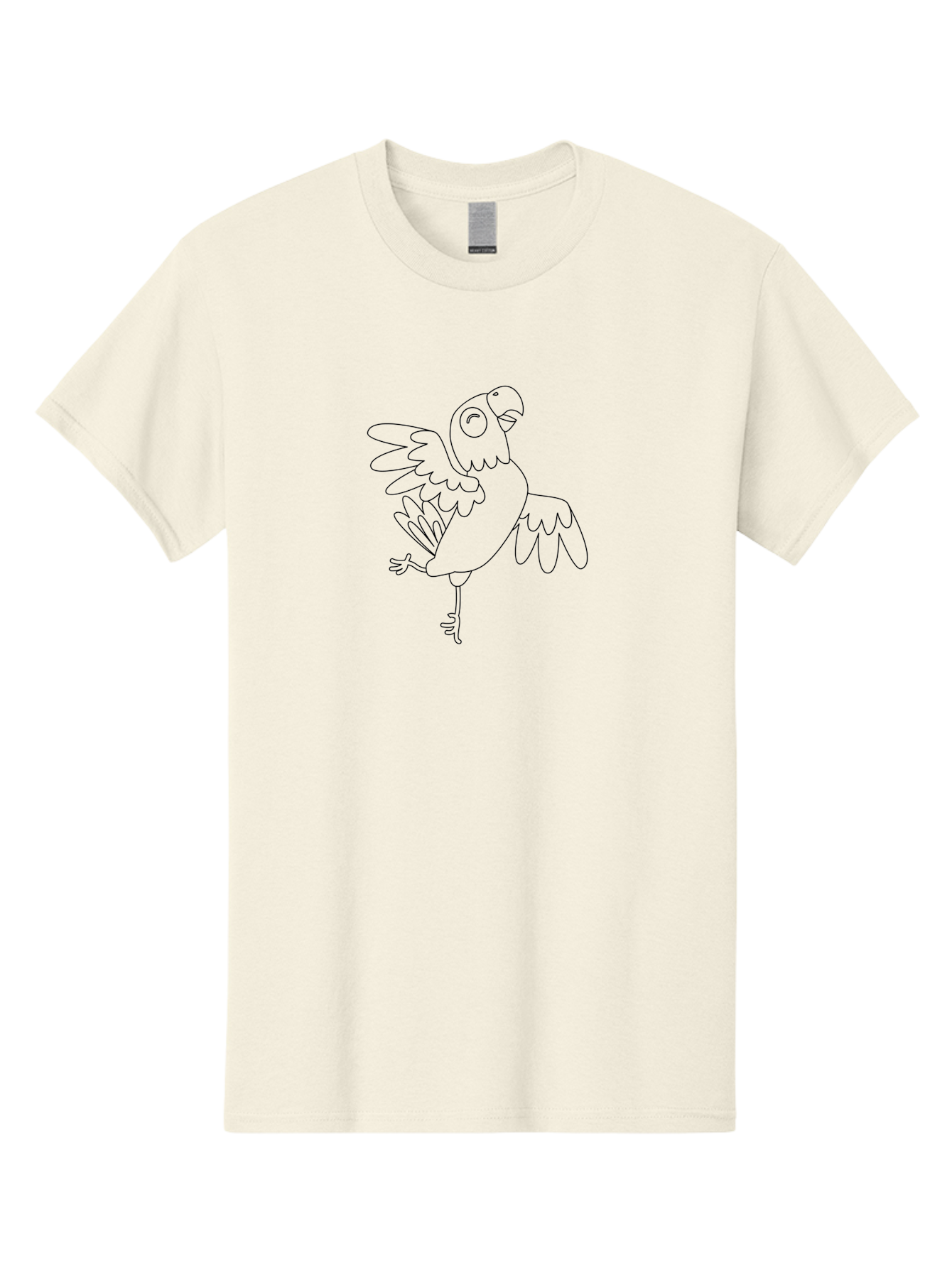 Parrot-8 Men'S Graphic Tee, 100% Cotton, Comfortable Casual Summer Wear, Machine Washable, Black And White Parrot, Cartoon Parrot, Bird Illustration, Simple Design, Playful Bird, Wildlife Art, Minimalist Graphic Aab856