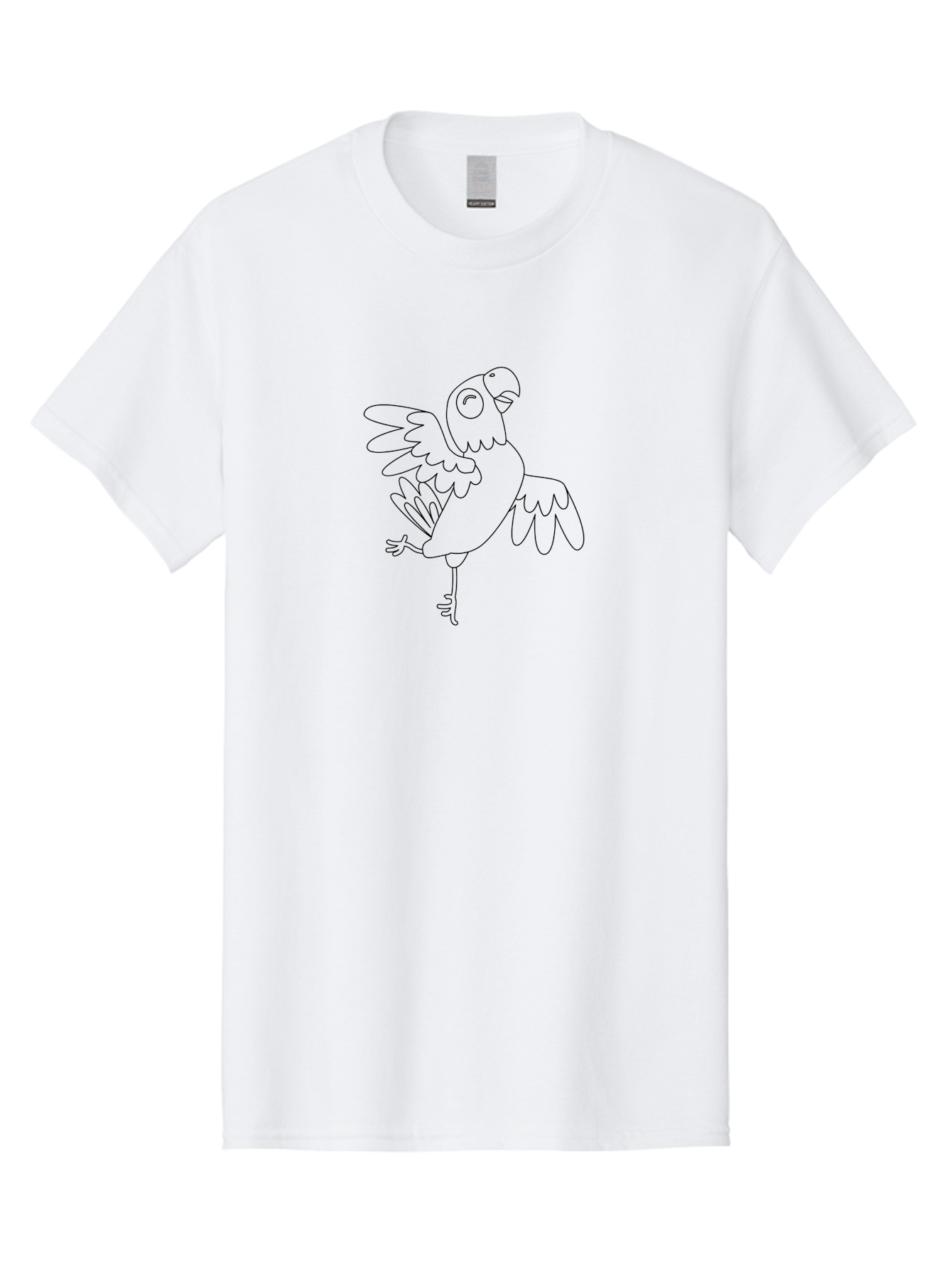 Parrot-8 Men'S Graphic Tee, 100% Cotton, Comfortable Casual Summer Wear, Machine Washable, Black And White Parrot, Cartoon Parrot, Bird Illustration, Simple Design, Playful Bird, Wildlife Art, Minimalist Graphic Aab856