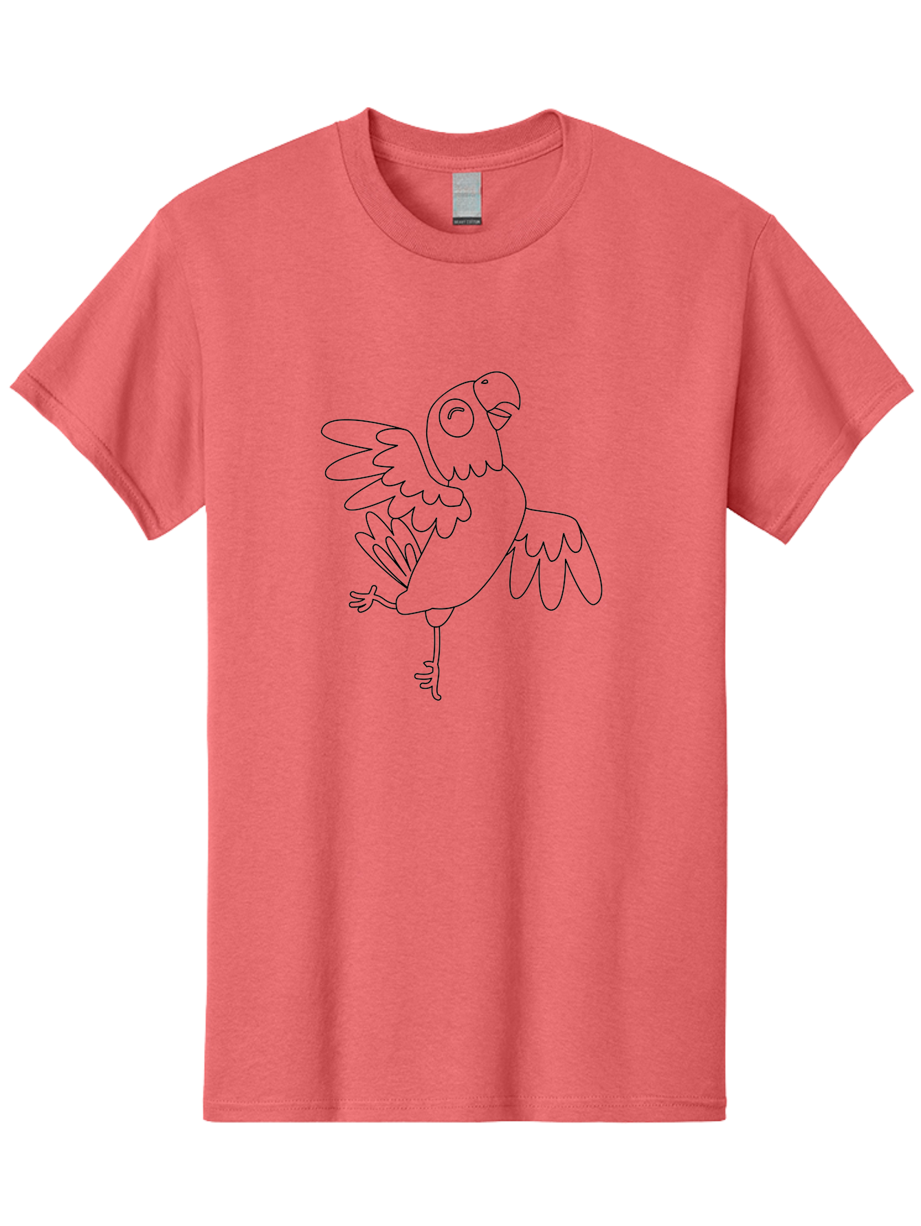 Parrot-9 Men'S Graphic Tee, 100% Cotton, Comfortable Casual Summer Wear, Machine Washable, Parrot Illustration, Simple Line Art, Cartoon Bird, Minimalist Design, Bird Outline, Tropical Animal, Wildlife Art, Single Leg Stance Aab857