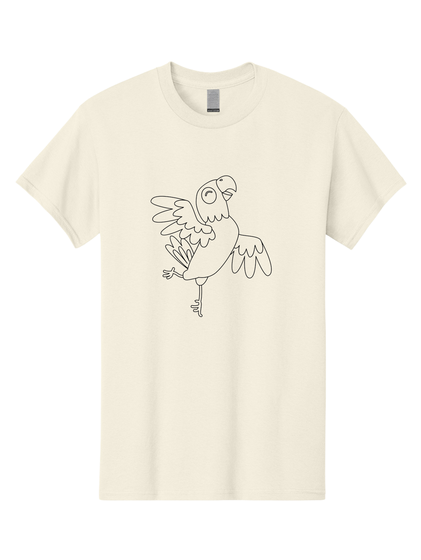 Parrot-9 Men'S Graphic Tee, 100% Cotton, Comfortable Casual Summer Wear, Machine Washable, Parrot Illustration, Simple Line Art, Cartoon Bird, Minimalist Design, Bird Outline, Tropical Animal, Wildlife Art, Single Leg Stance Aab857