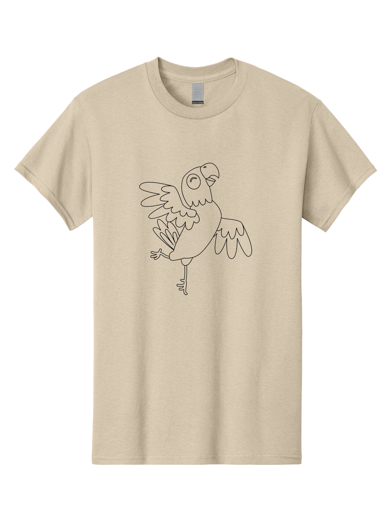 Parrot-9 Men'S Graphic Tee, 100% Cotton, Comfortable Casual Summer Wear, Machine Washable, Parrot Illustration, Simple Line Art, Cartoon Bird, Minimalist Design, Bird Outline, Tropical Animal, Wildlife Art, Single Leg Stance Aab857