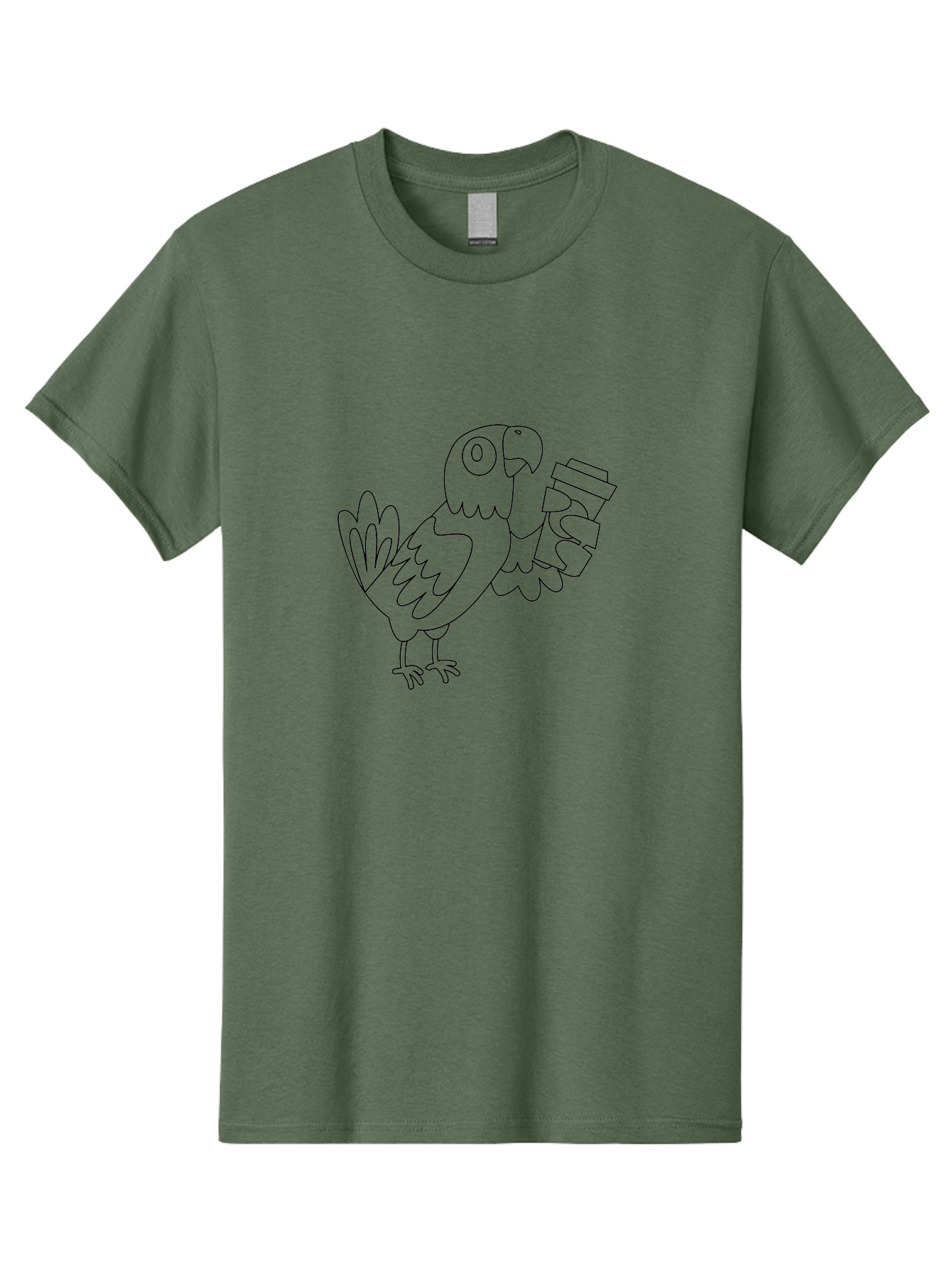Parrot-Holding-Cups Men'S Graphic Tee, 100% Cotton, Comfortable Casual Summer Wear, Machine Washable, Parrot Holding Coffee, Coffee Lover, Bird With Coffee, Cartoon Parrot, Funny Parrot, Coffee Time Aab861