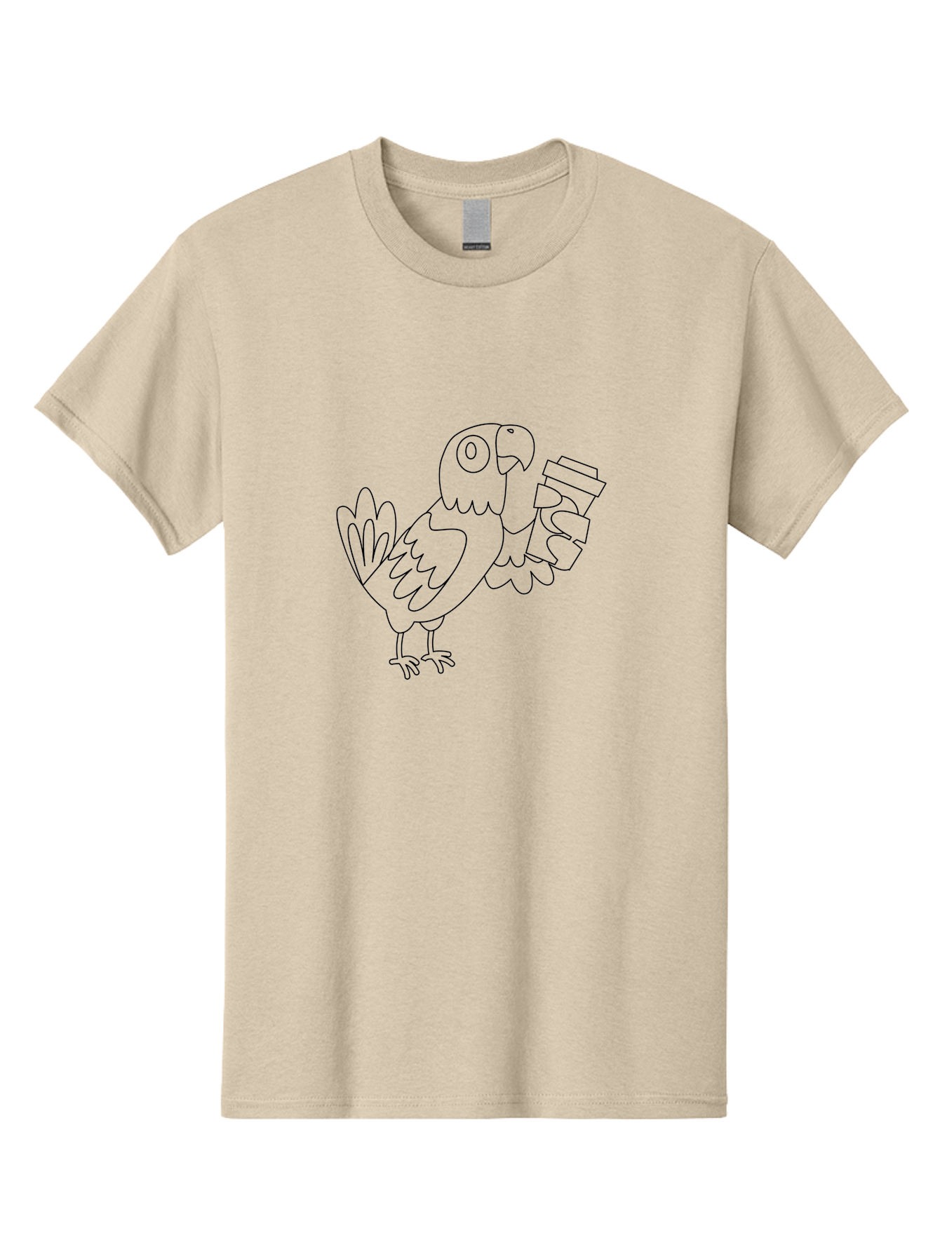Parrot-Holding-Cups Men'S Graphic Tee, 100% Cotton, Comfortable Casual Summer Wear, Machine Washable, Parrot Holding Coffee, Coffee Lover, Bird With Coffee, Cartoon Parrot, Funny Parrot, Coffee Time Aab861