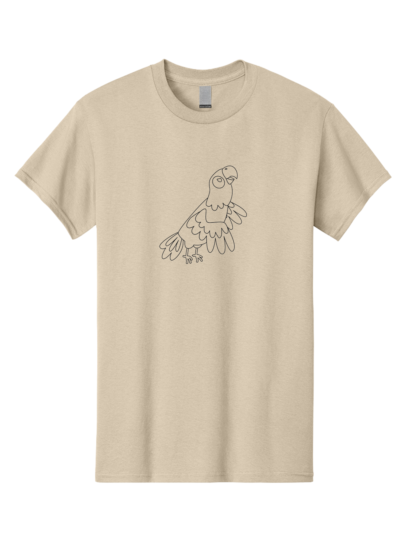 Parrot-Line-Art Men'S Graphic Tee, 100% Cotton, Comfortable Casual Summer Wear, Machine Washable, Parrot Illustration, Bird Outline, Simple Drawing, Cartoon Parrot, Vector Art, Bird Graphic, Minimalist Design, Simple Shapes, Line Art, Aab864