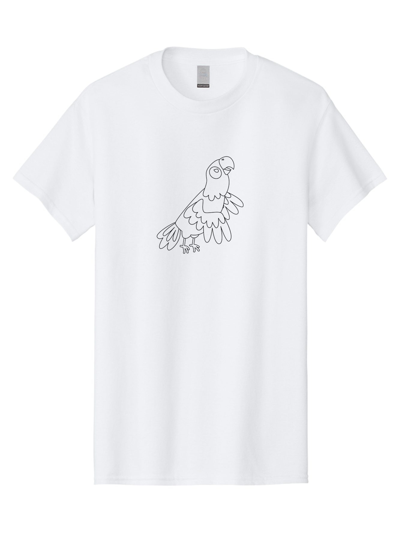 Parrot-Line-Art Men'S Graphic Tee, 100% Cotton, Comfortable Casual Summer Wear, Machine Washable, Parrot Illustration, Bird Outline, Simple Drawing, Cartoon Parrot, Vector Art, Bird Graphic, Minimalist Design, Simple Shapes, Line Art, Aab864