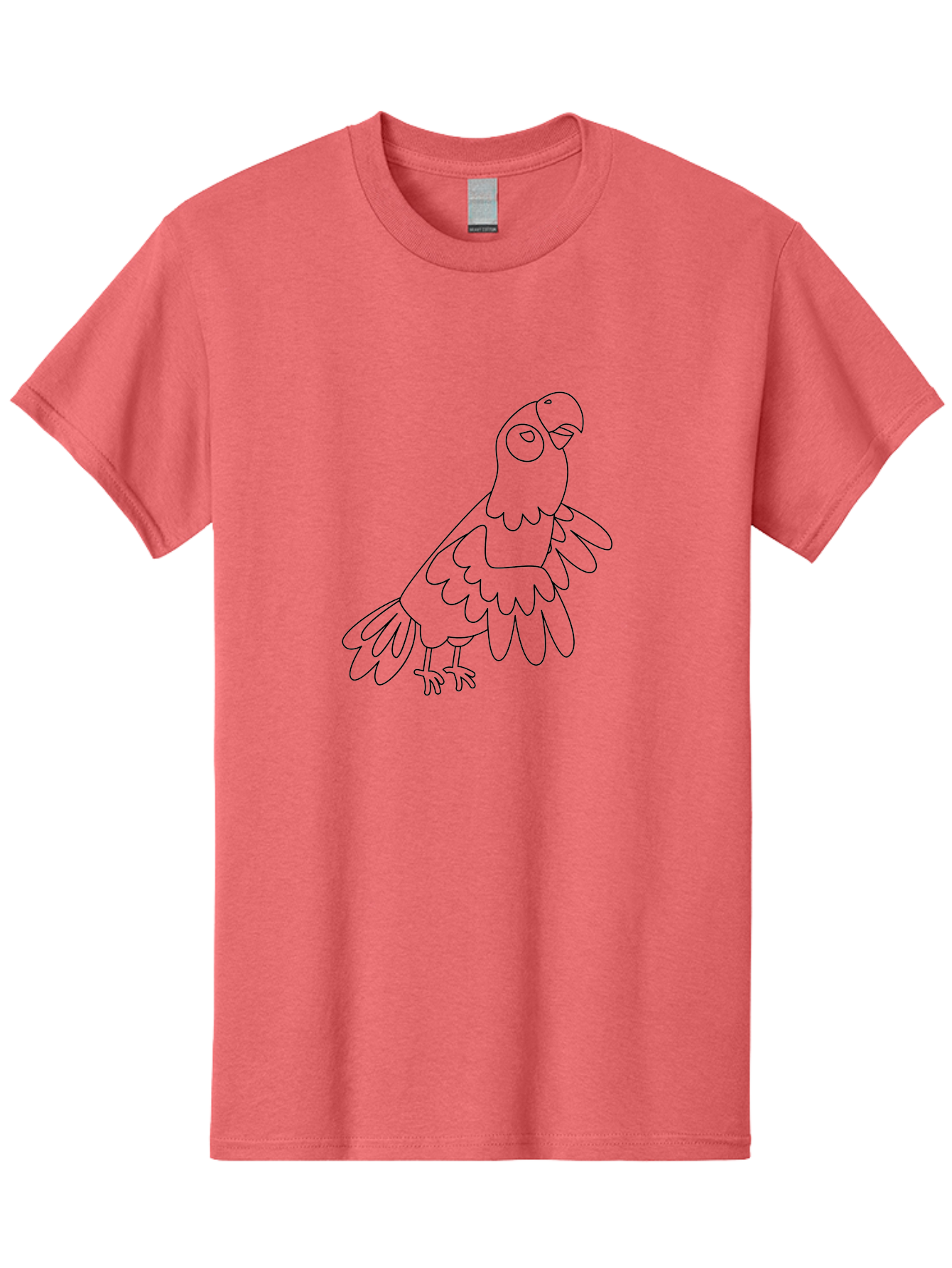 Parrot-Outline Men'S Graphic Tee, 100% Cotton, Comfortable Casual Summer Wear, Machine Washable, Parrot Illustration, Simple Line Art, Bird Drawing, Cartoon Parrot, Minimalist Design, Avian Artwork, Modern Illustration Aab866