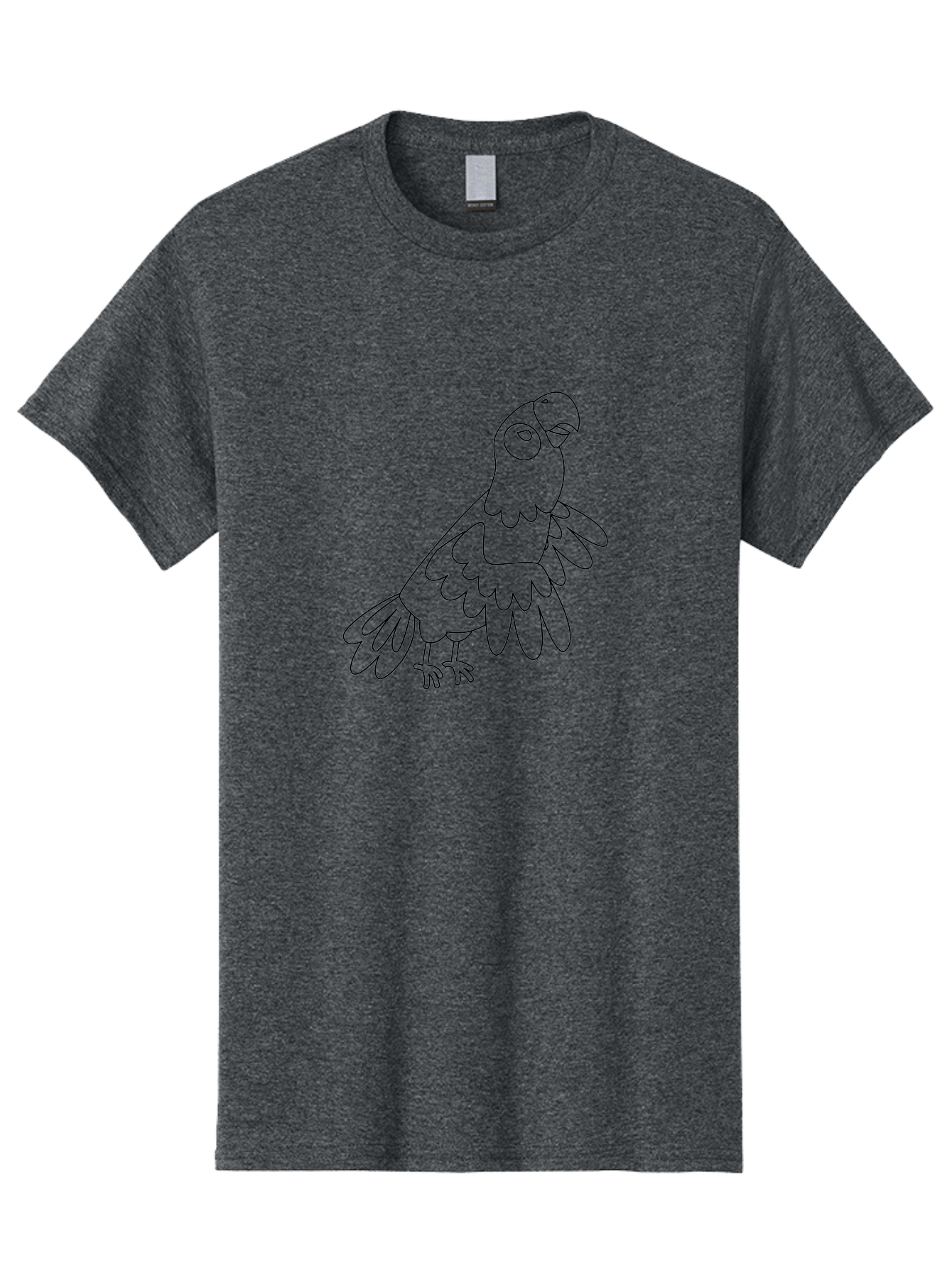 Parrot-Outline Men'S Graphic Tee, 100% Cotton, Comfortable Casual Summer Wear, Machine Washable, Parrot Illustration, Simple Line Art, Bird Drawing, Cartoon Parrot, Minimalist Design, Avian Artwork, Modern Illustration Aab866