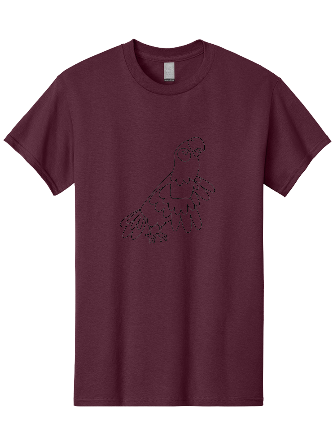 Parrot-Outline Men'S Graphic Tee, 100% Cotton, Comfortable Casual Summer Wear, Machine Washable, Parrot Illustration, Simple Line Art, Bird Drawing, Cartoon Parrot, Minimalist Design, Avian Artwork, Modern Illustration Aab866