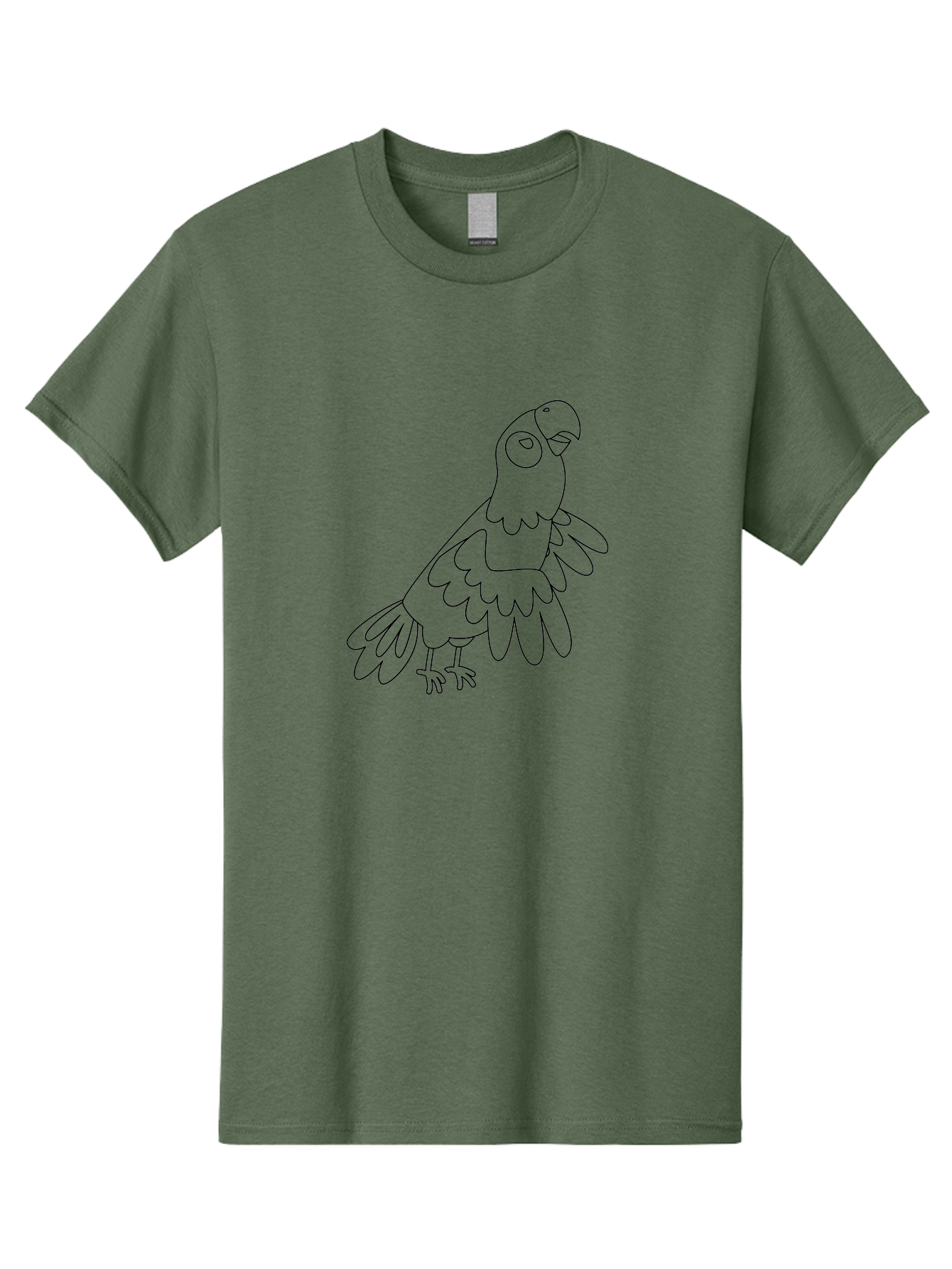 Parrot-Outline Men'S Graphic Tee, 100% Cotton, Comfortable Casual Summer Wear, Machine Washable, Parrot Illustration, Simple Line Art, Bird Drawing, Cartoon Parrot, Minimalist Design, Avian Artwork, Modern Illustration Aab866