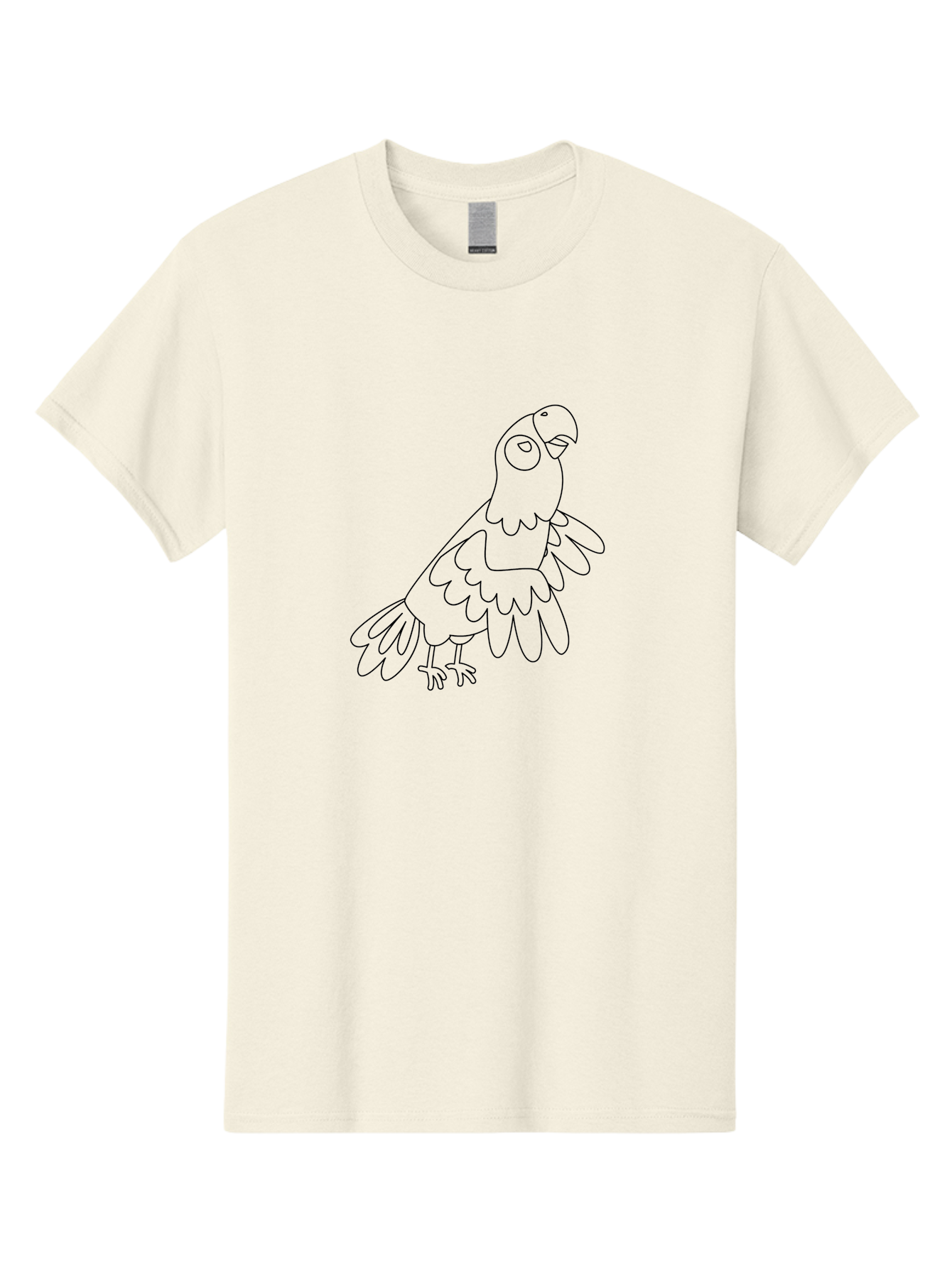 Parrot-Outline Men'S Graphic Tee, 100% Cotton, Comfortable Casual Summer Wear, Machine Washable, Parrot Illustration, Simple Line Art, Bird Drawing, Cartoon Parrot, Minimalist Design, Avian Artwork, Modern Illustration Aab866