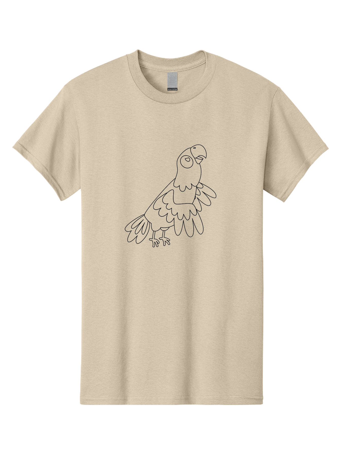 Parrot-Outline Men'S Graphic Tee, 100% Cotton, Comfortable Casual Summer Wear, Machine Washable, Parrot Illustration, Simple Line Art, Bird Drawing, Cartoon Parrot, Minimalist Design, Avian Artwork, Modern Illustration Aab866