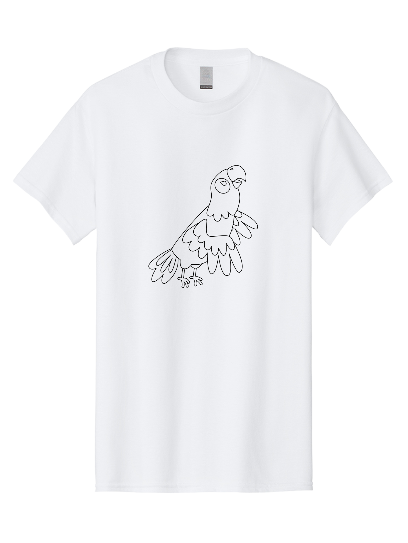 Parrot-Outline Men'S Graphic Tee, 100% Cotton, Comfortable Casual Summer Wear, Machine Washable, Parrot Illustration, Simple Line Art, Bird Drawing, Cartoon Parrot, Minimalist Design, Avian Artwork, Modern Illustration Aab866