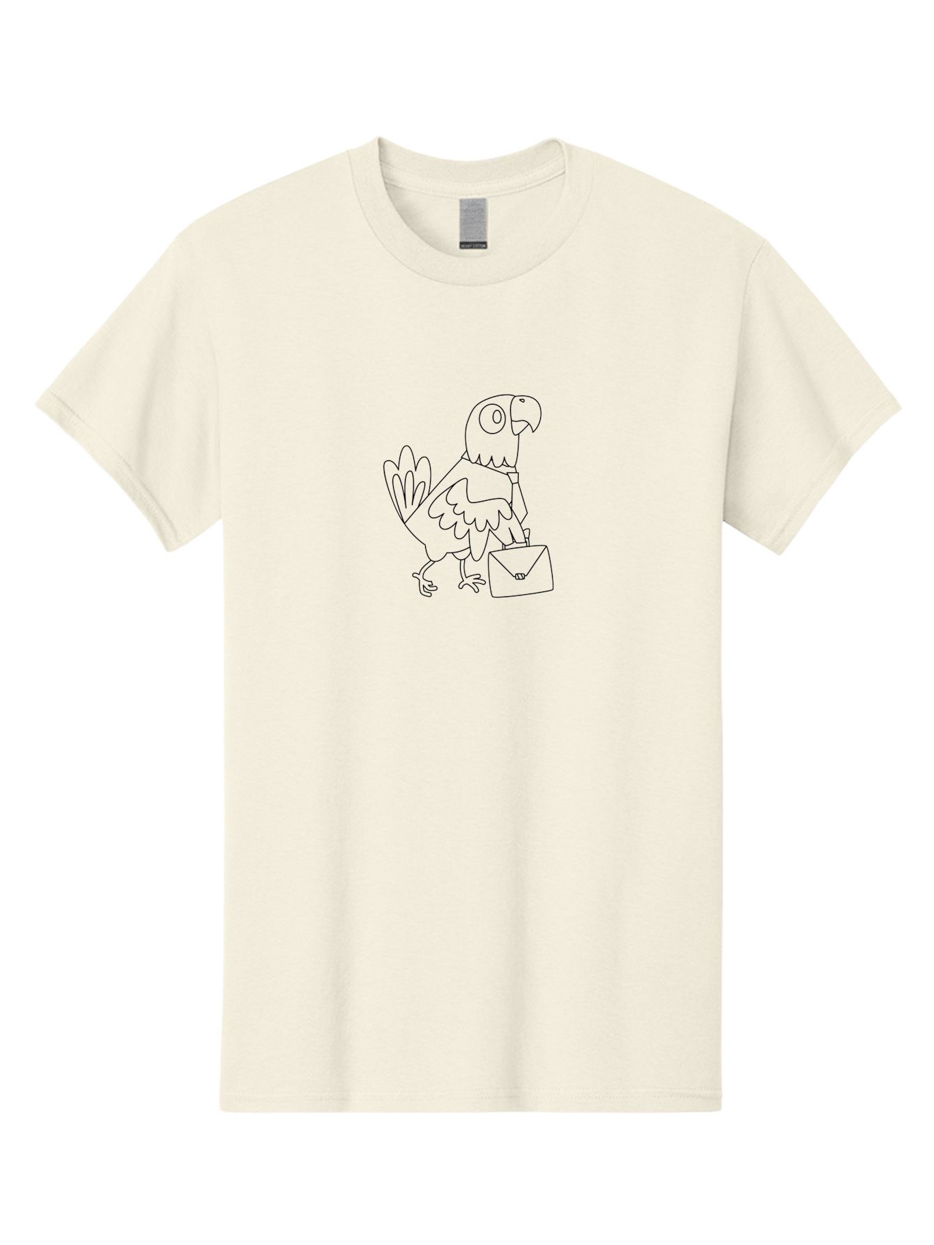 Parrot-With-Briefcase Men'S Graphic Tee, 100% Cotton, Comfortable Casual Summer Wear, Machine Washable, Parrot Holding Briefcase, Cartoon Character, Office Worker, Humorous Illustration, Bird With Tie, Quirky Design, Funny Animal, Aab867