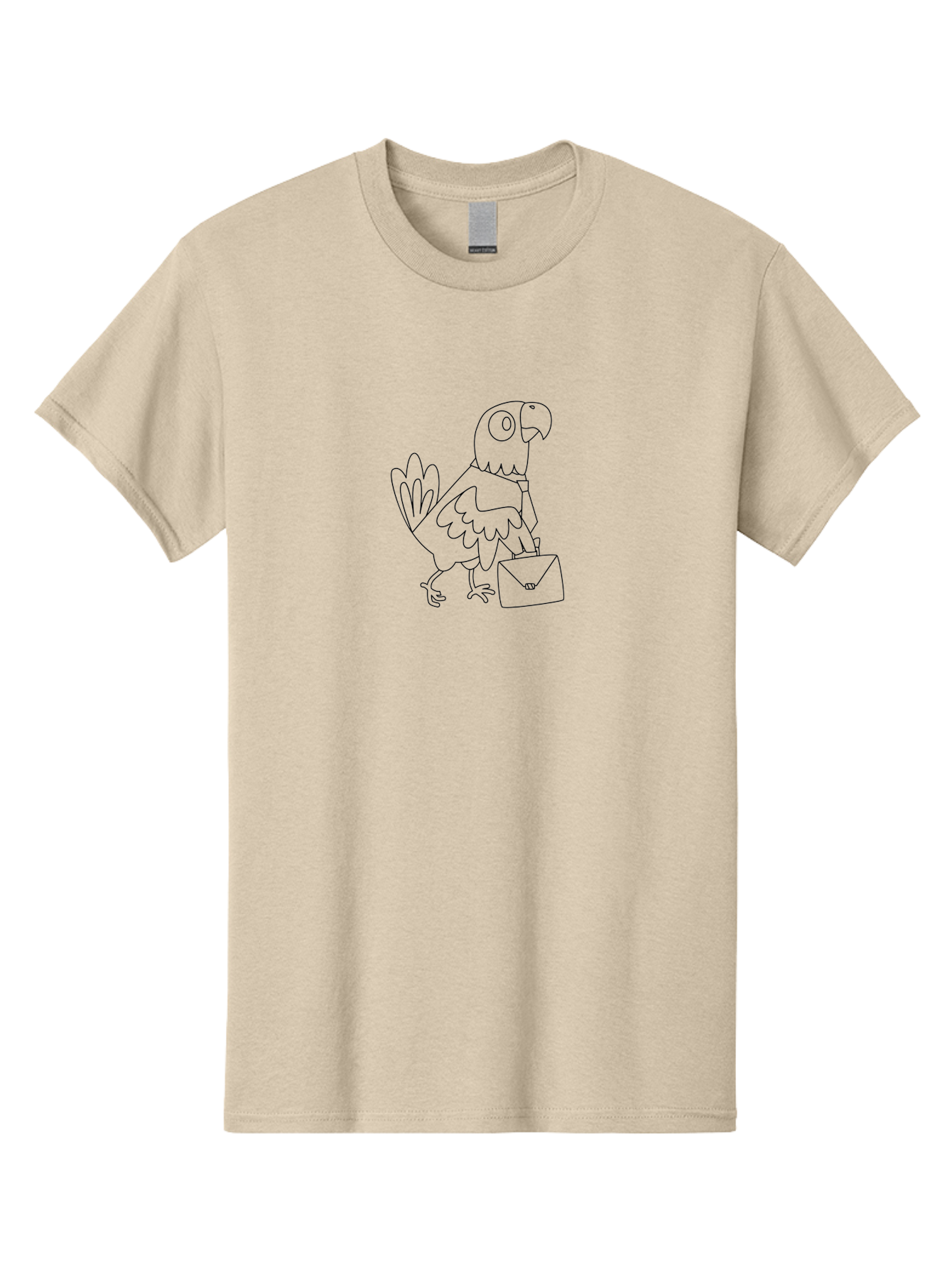 Parrot-With-Briefcase Men'S Graphic Tee, 100% Cotton, Comfortable Casual Summer Wear, Machine Washable, Parrot Holding Briefcase, Cartoon Character, Office Worker, Humorous Illustration, Bird With Tie, Quirky Design, Funny Animal, Aab867