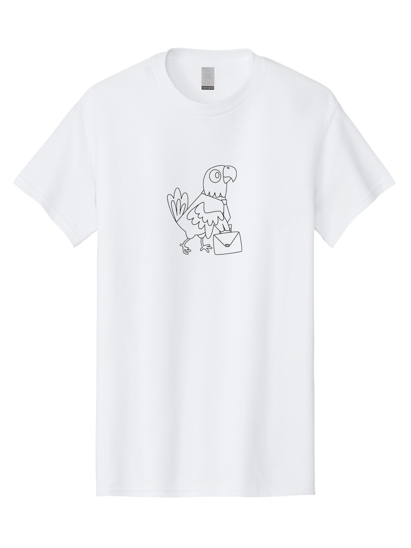 Parrot-With-Briefcase Men'S Graphic Tee, 100% Cotton, Comfortable Casual Summer Wear, Machine Washable, Parrot Holding Briefcase, Cartoon Character, Office Worker, Humorous Illustration, Bird With Tie, Quirky Design, Funny Animal, Aab867