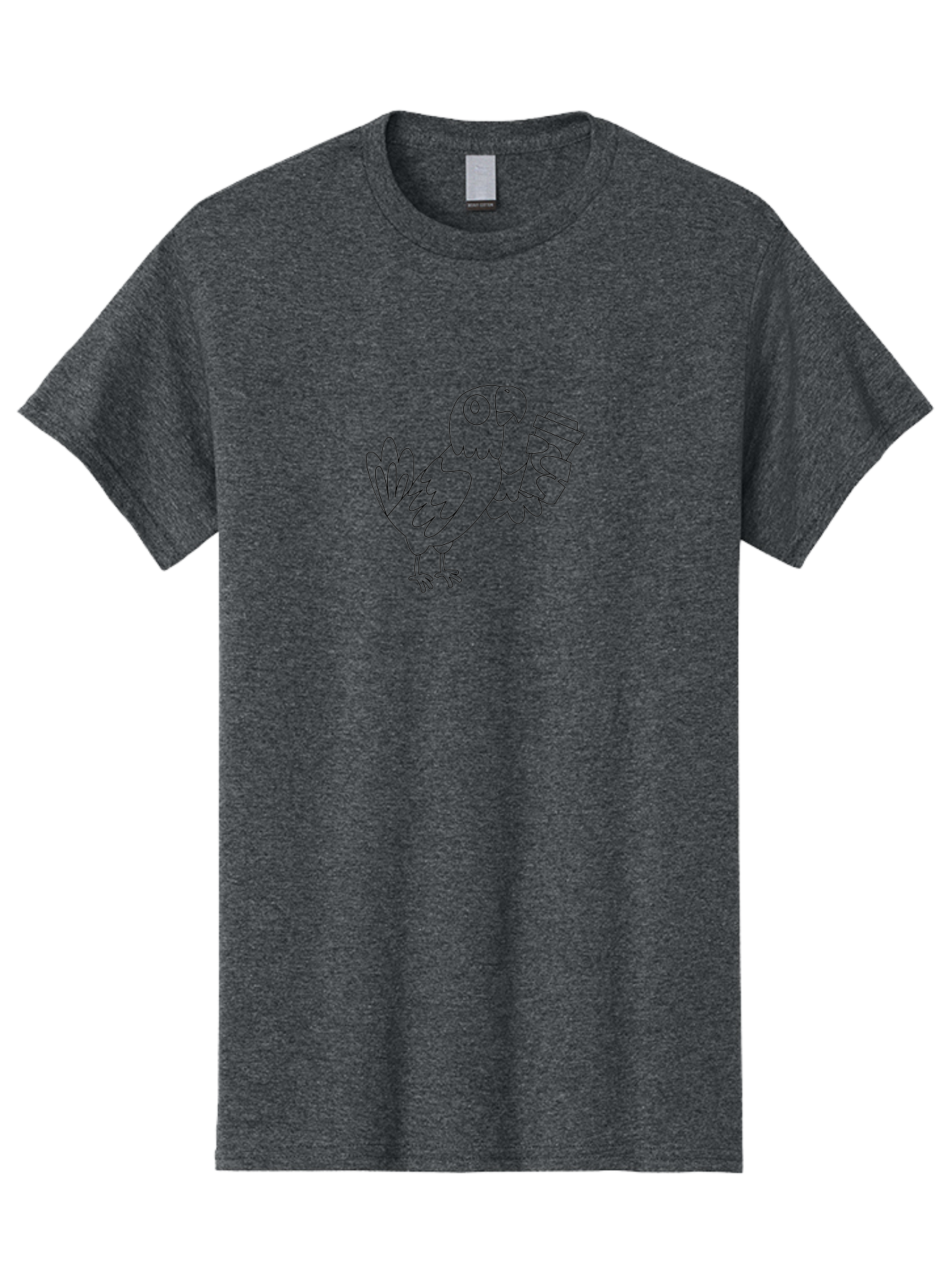 Parrot-With-Coffee Men'S Graphic Tee, 100% Cotton, Comfortable Casual Summer Wear, Machine Washable, Parrot Holding Coffee Cup, Cartoon Bird, Coffee Lover, Funny Animal, Quirky Character, Line Art, Simple Design, Humorous Illustration Aab868