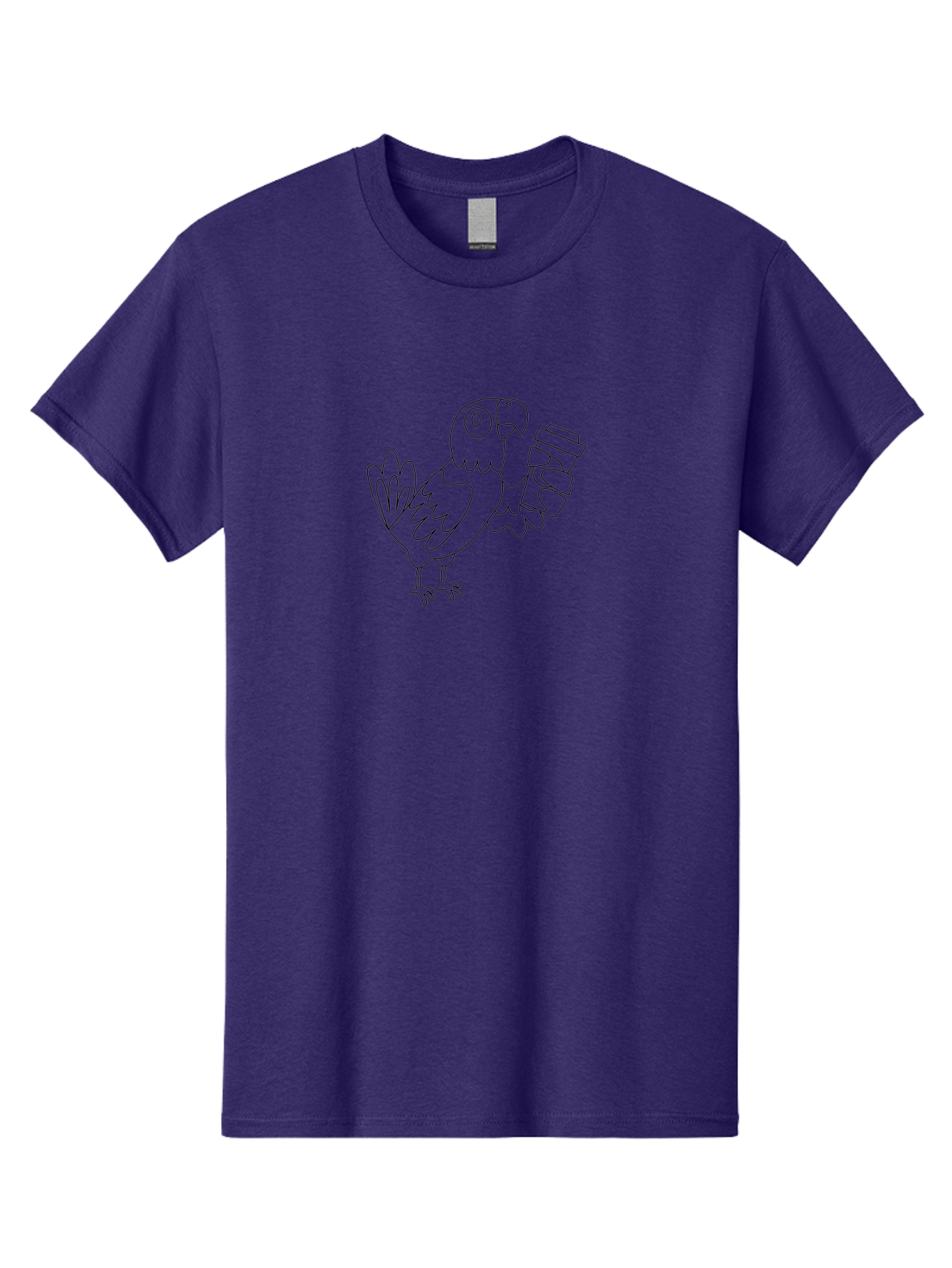 Parrot-With-Coffee Men'S Graphic Tee, 100% Cotton, Comfortable Casual Summer Wear, Machine Washable, Parrot Holding Coffee Cup, Cartoon Bird, Coffee Lover, Funny Animal, Quirky Character, Line Art, Simple Design, Humorous Illustration Aab868
