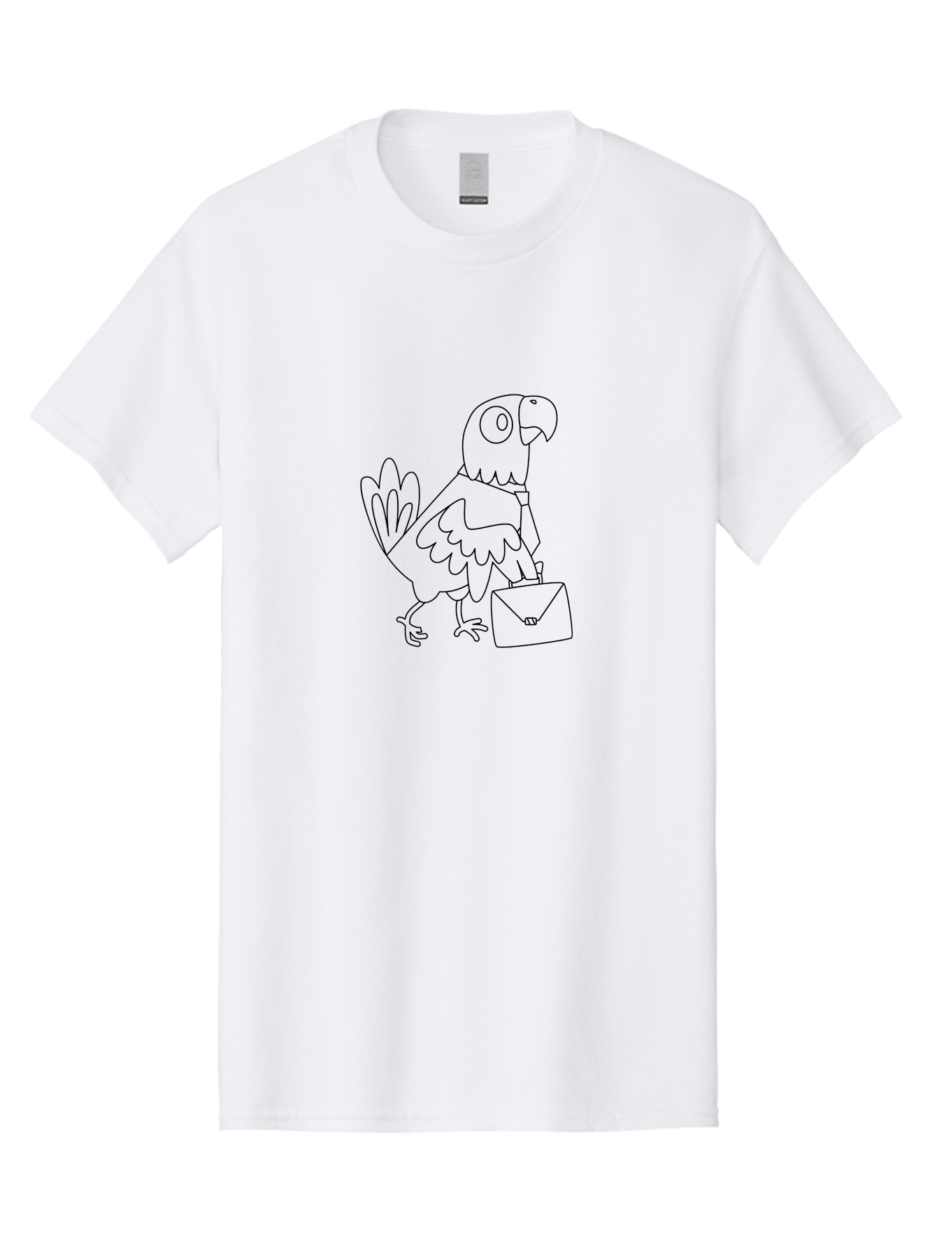 Parrot-With-Envelope-1 Men'S Graphic Tee, 100% Cotton, Comfortable Casual Summer Wear, Machine Washable, Parrot With Envelope, Bird Delivering Mail, Cartoon Character, Simple Line Art, Humorous Illustration, Mail Delivery, Funny Parrot, Aab869