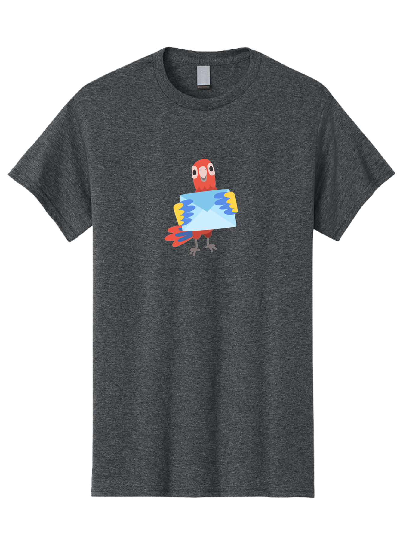 Parrot-With-Envelope Men'S Graphic Tee, 100% Cotton, Comfortable Casual Summer Wear, Machine Washable, Cartoon Parrot, Red Parrot, Colorful Wings, Blue Envelope, Email Concept, Digital Communication, Vibrant Colors, Playful Design, Aab870