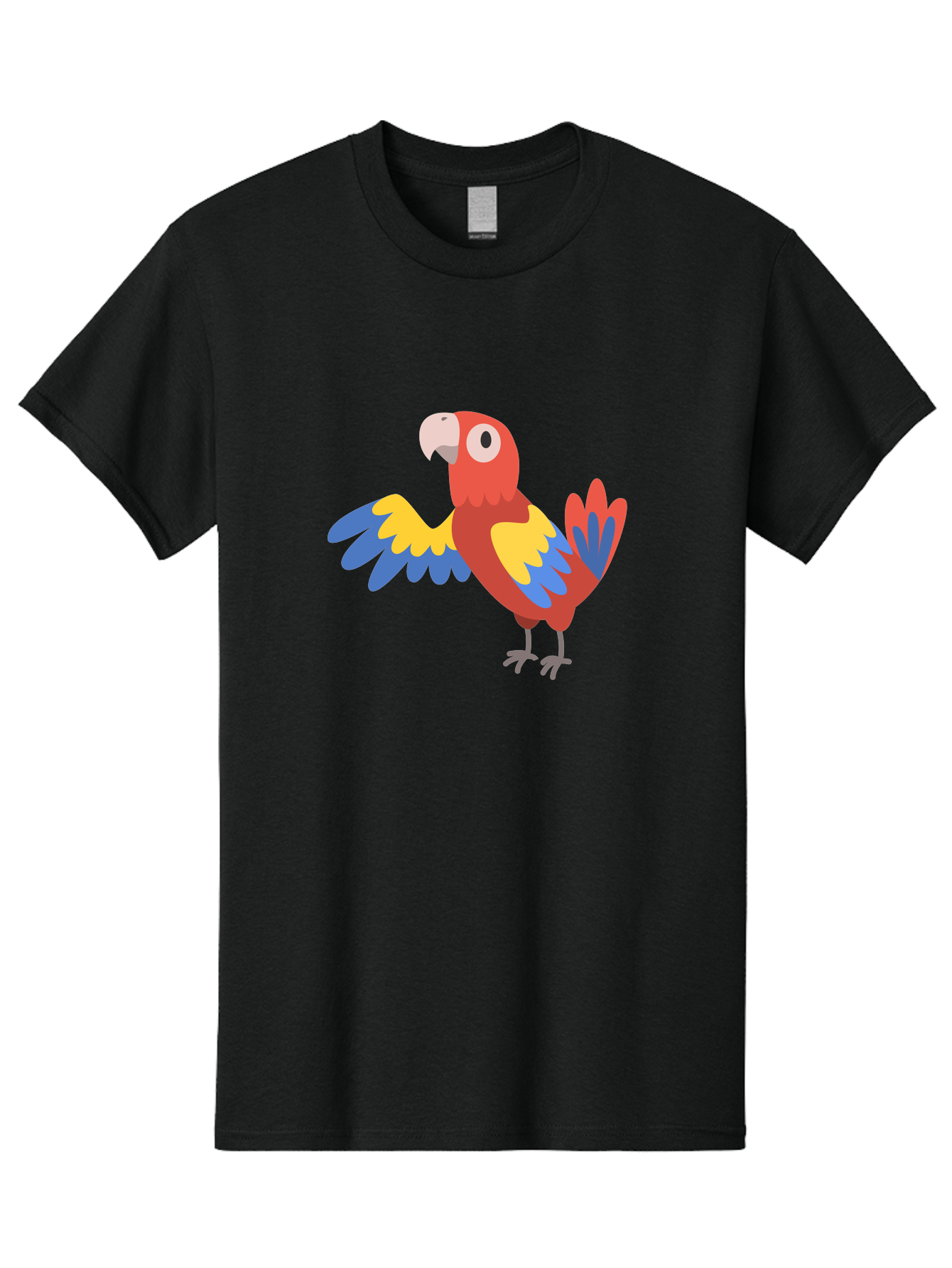 Parrot Men'S Graphic Tee, 100% Cotton, Comfortable Casual Summer Wear, Machine Washable, Vibrant Parrot, Colorful Bird, Tropical Parrot, Cartoon Parrot, Parrot Illustration, Red Parrot, Blue And Yellow Wings, White Beak, Simple Art, Aab872