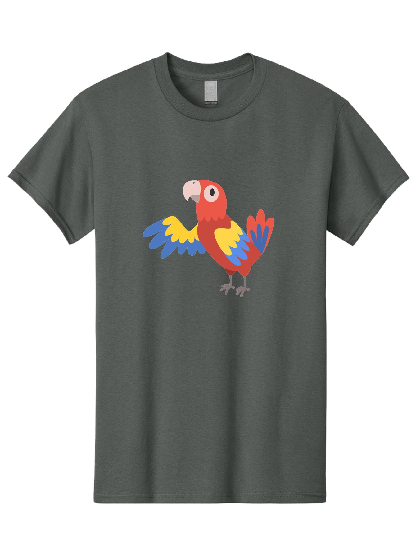 Parrot Men'S Graphic Tee, 100% Cotton, Comfortable Casual Summer Wear, Machine Washable, Vibrant Parrot, Colorful Bird, Tropical Parrot, Cartoon Parrot, Parrot Illustration, Red Parrot, Blue And Yellow Wings, White Beak, Simple Art, Aab872