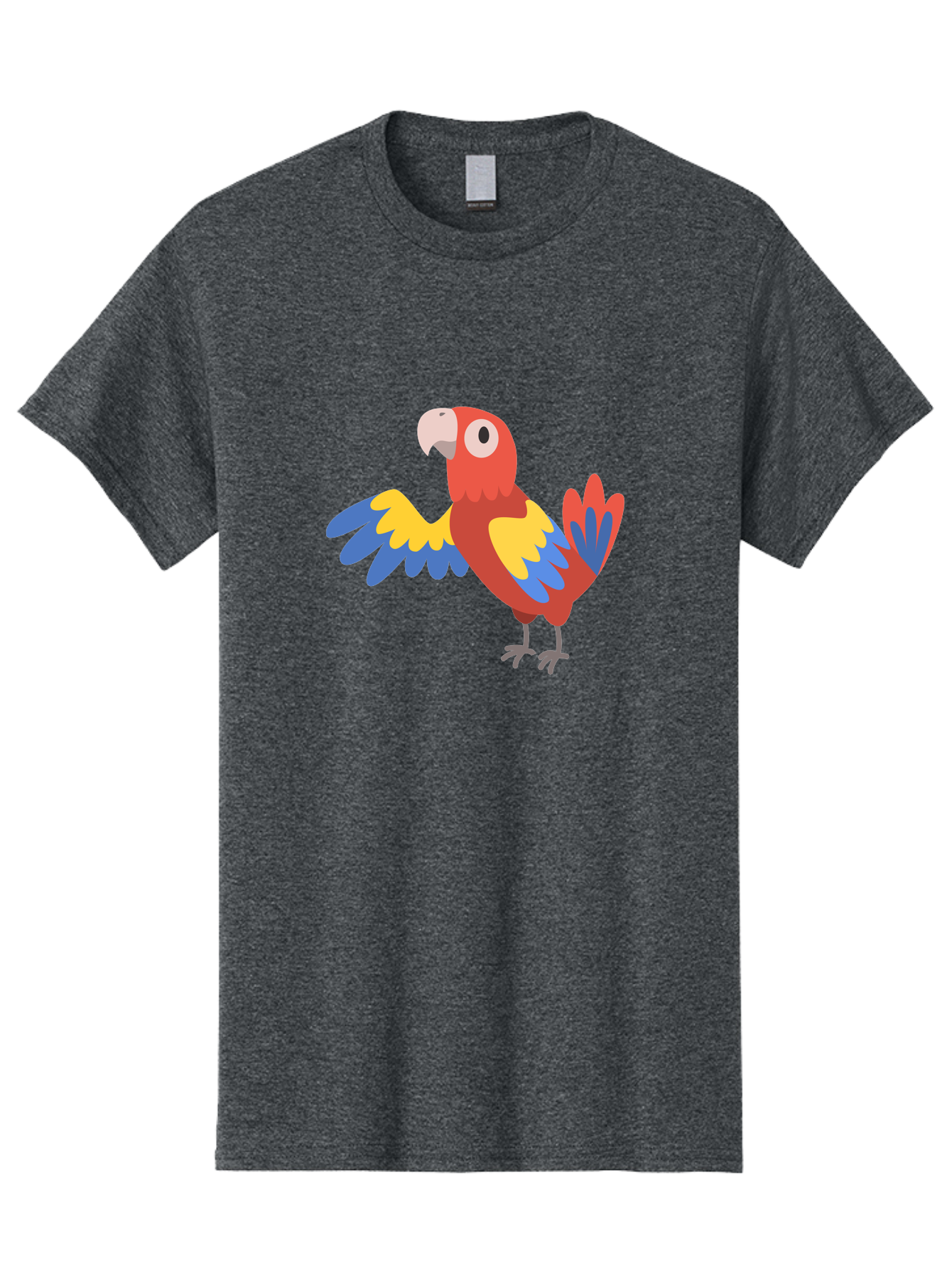 Parrot Men'S Graphic Tee, 100% Cotton, Comfortable Casual Summer Wear, Machine Washable, Vibrant Parrot, Colorful Bird, Tropical Parrot, Cartoon Parrot, Parrot Illustration, Red Parrot, Blue And Yellow Wings, White Beak, Simple Art, Aab872