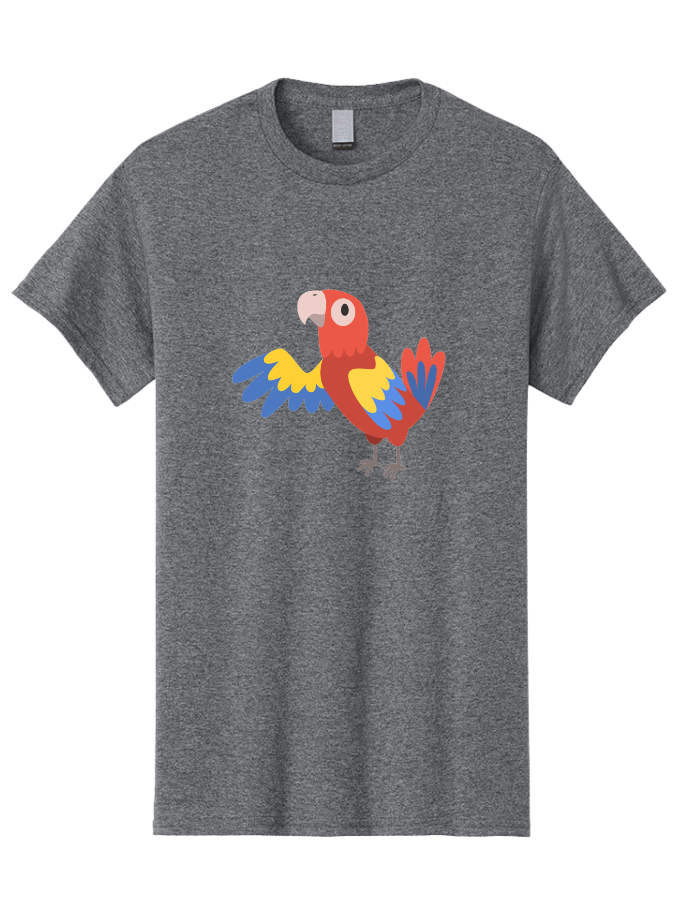 Parrot Men'S Graphic Tee, 100% Cotton, Comfortable Casual Summer Wear, Machine Washable, Vibrant Parrot, Colorful Bird, Tropical Parrot, Cartoon Parrot, Parrot Illustration, Red Parrot, Blue And Yellow Wings, White Beak, Simple Art, Aab872