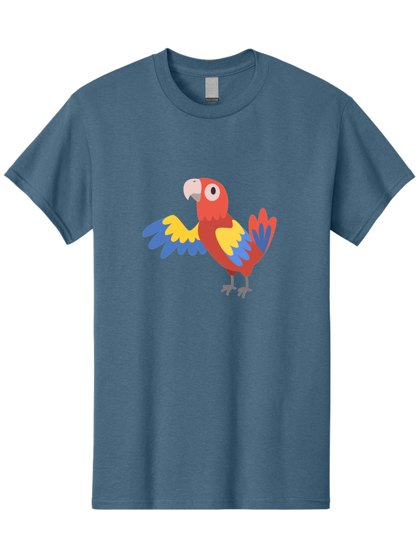 Parrot Men'S Graphic Tee, 100% Cotton, Comfortable Casual Summer Wear, Machine Washable, Vibrant Parrot, Colorful Bird, Tropical Parrot, Cartoon Parrot, Parrot Illustration, Red Parrot, Blue And Yellow Wings, White Beak, Simple Art, Aab872