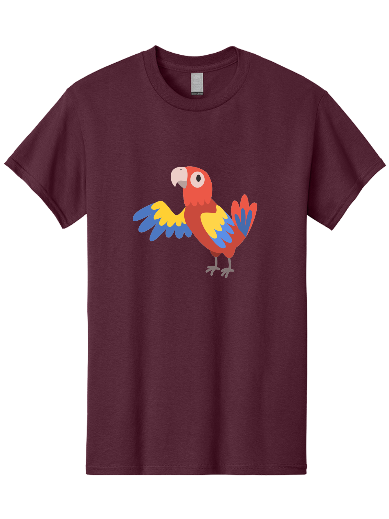 Parrot Men'S Graphic Tee, 100% Cotton, Comfortable Casual Summer Wear, Machine Washable, Vibrant Parrot, Colorful Bird, Tropical Parrot, Cartoon Parrot, Parrot Illustration, Red Parrot, Blue And Yellow Wings, White Beak, Simple Art, Aab872