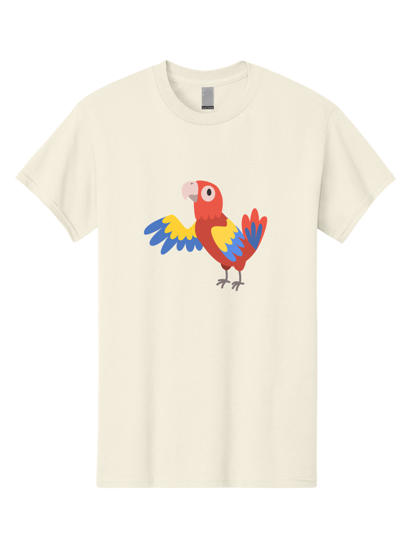 Parrot Men'S Graphic Tee, 100% Cotton, Comfortable Casual Summer Wear, Machine Washable, Vibrant Parrot, Colorful Bird, Tropical Parrot, Cartoon Parrot, Parrot Illustration, Red Parrot, Blue And Yellow Wings, White Beak, Simple Art, Aab872