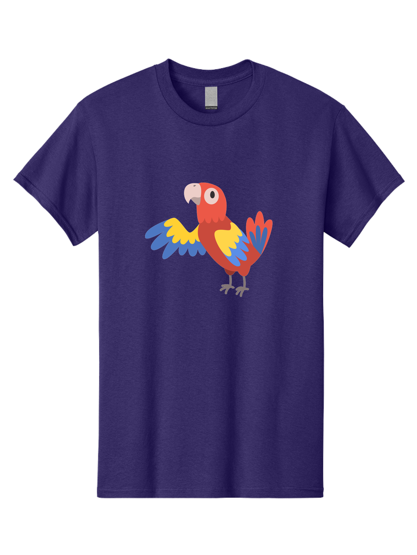 Parrot Men'S Graphic Tee, 100% Cotton, Comfortable Casual Summer Wear, Machine Washable, Vibrant Parrot, Colorful Bird, Tropical Parrot, Cartoon Parrot, Parrot Illustration, Red Parrot, Blue And Yellow Wings, White Beak, Simple Art, Aab872