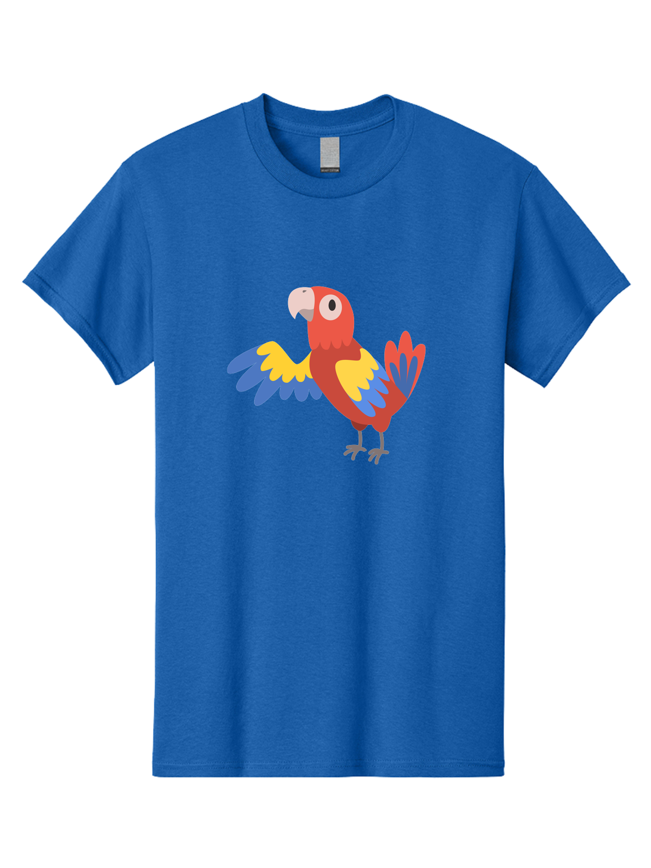 Parrot Men'S Graphic Tee, 100% Cotton, Comfortable Casual Summer Wear, Machine Washable, Vibrant Parrot, Colorful Bird, Tropical Parrot, Cartoon Parrot, Parrot Illustration, Red Parrot, Blue And Yellow Wings, White Beak, Simple Art, Aab872